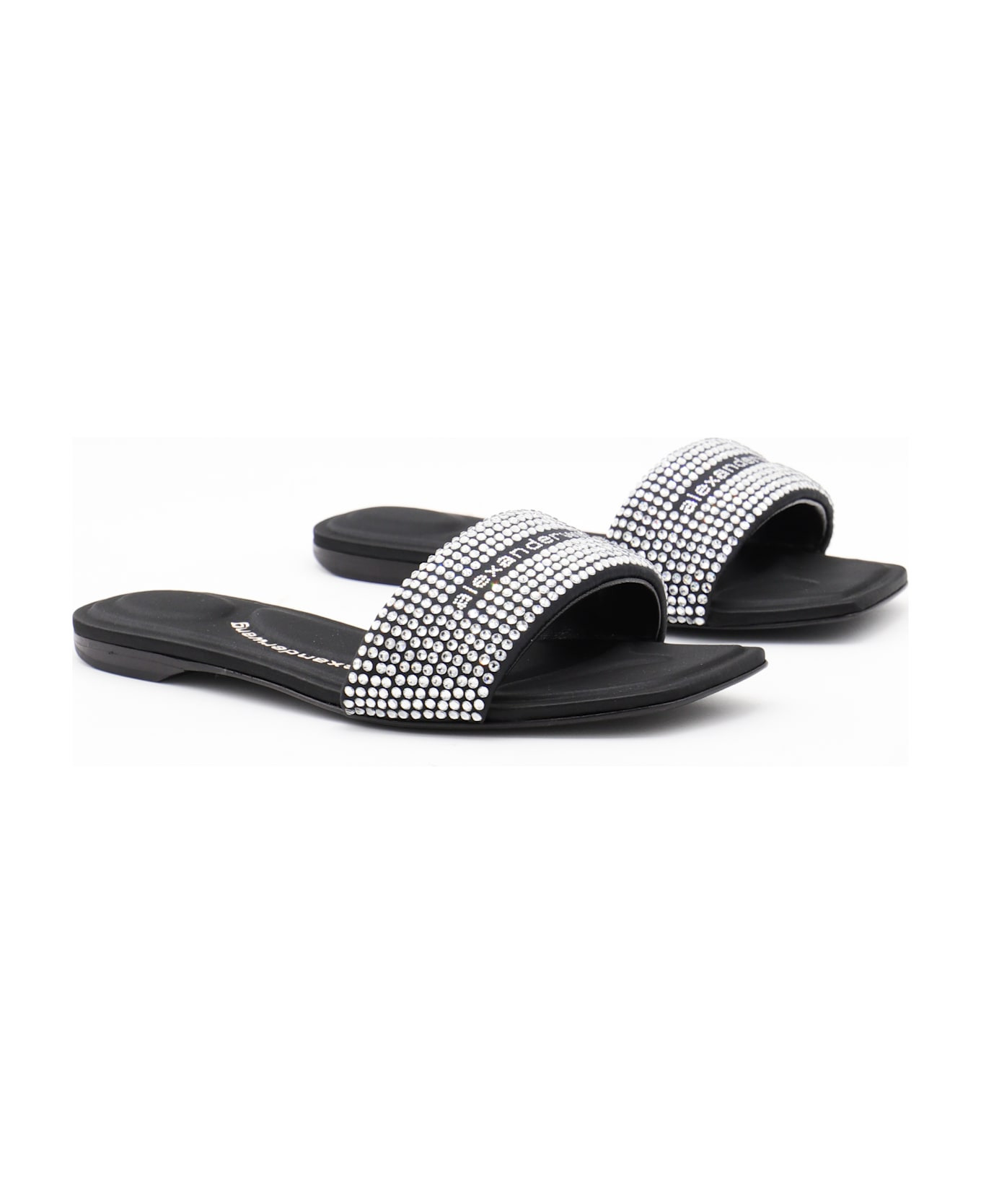 Black And Silver Leather Sandals - 2