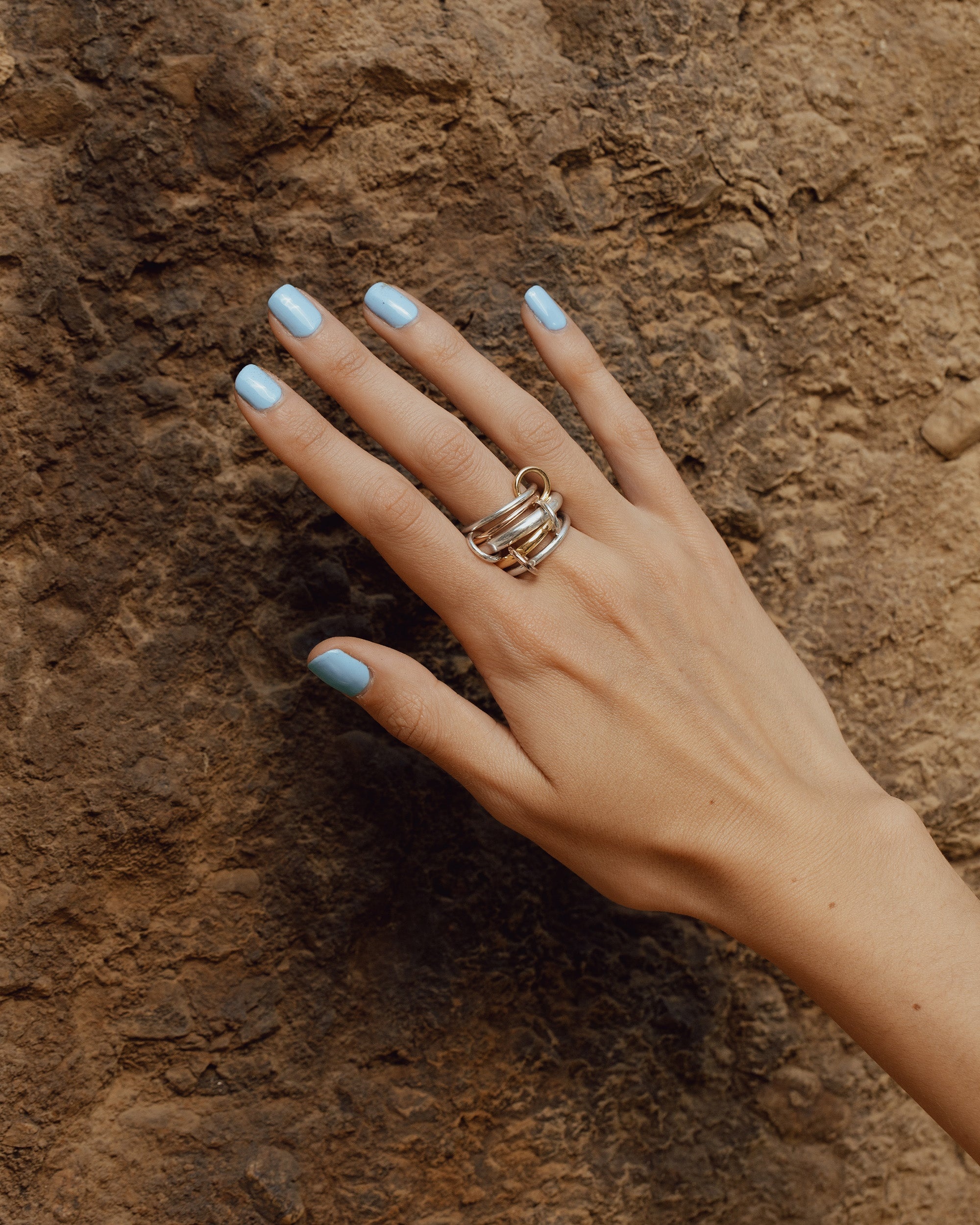 Leo 18K Two-Tone Gold and Sterling Silver Linked Rings - 2