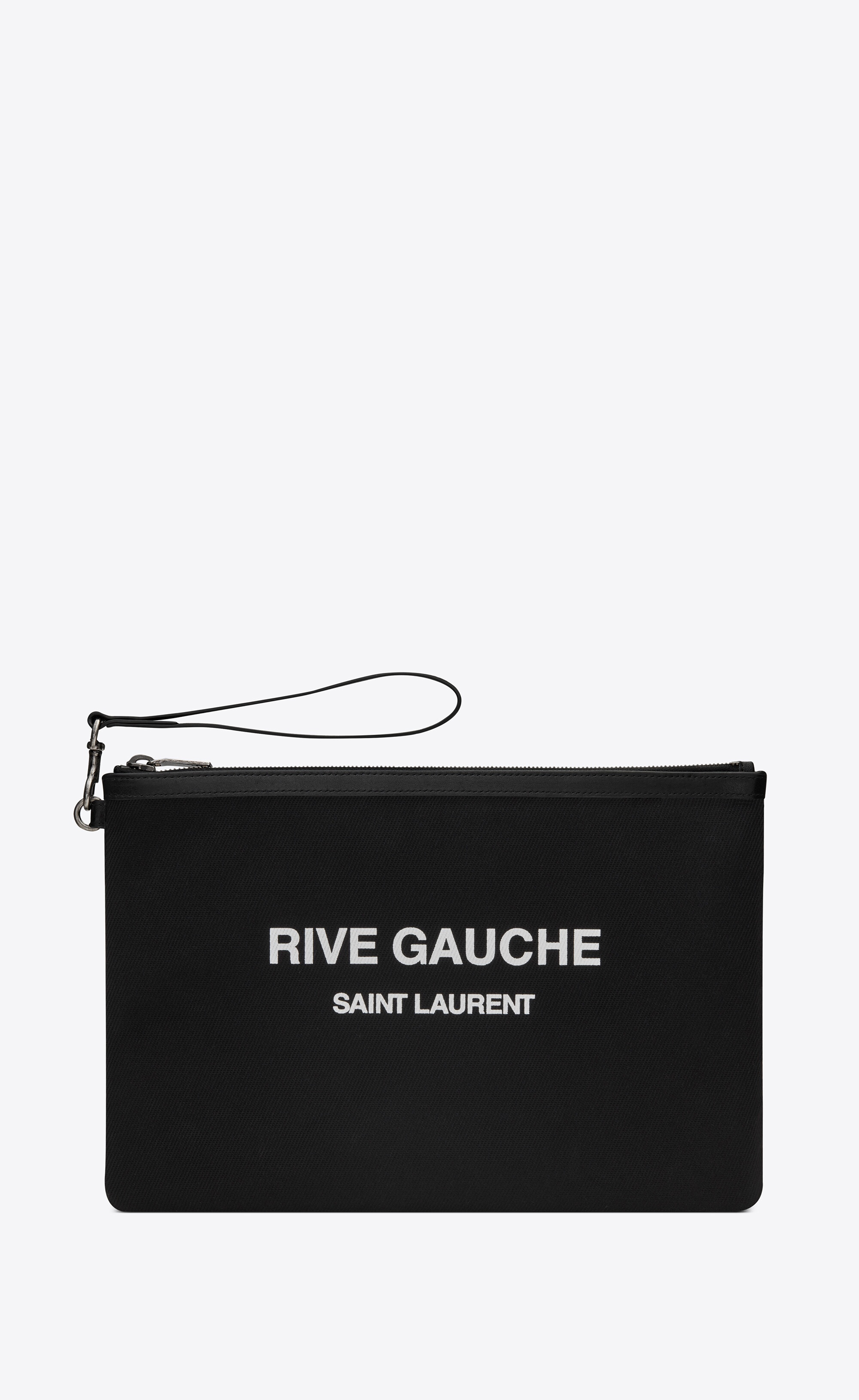 rive gauche zippered pouch in bias canvas - 1