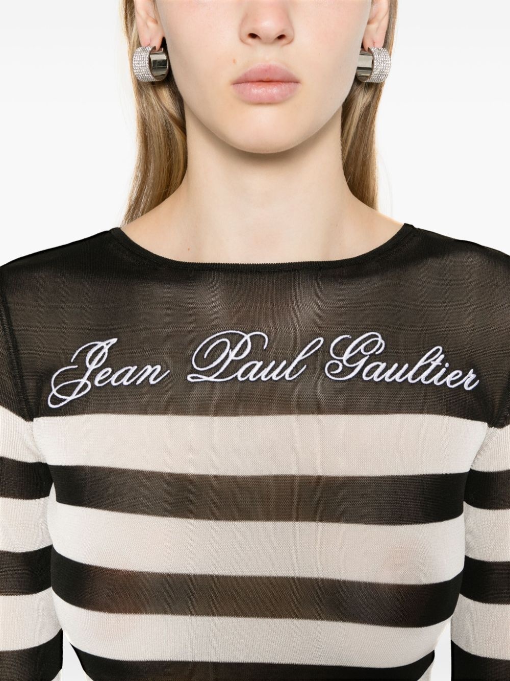 logo-embroidered striped jumper - 5