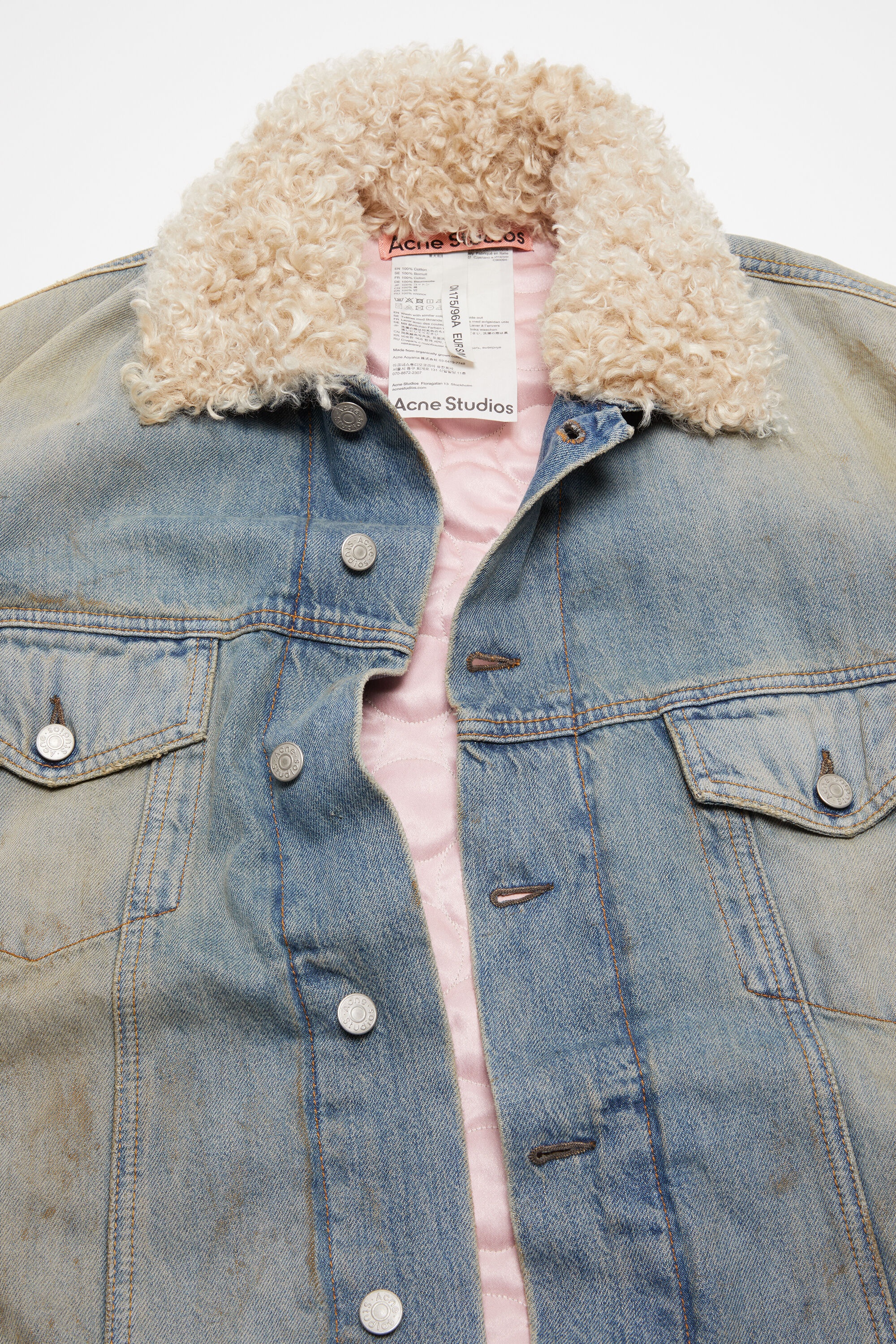 Denim fur trim jacket - Oversized fit - Mid blue - 7