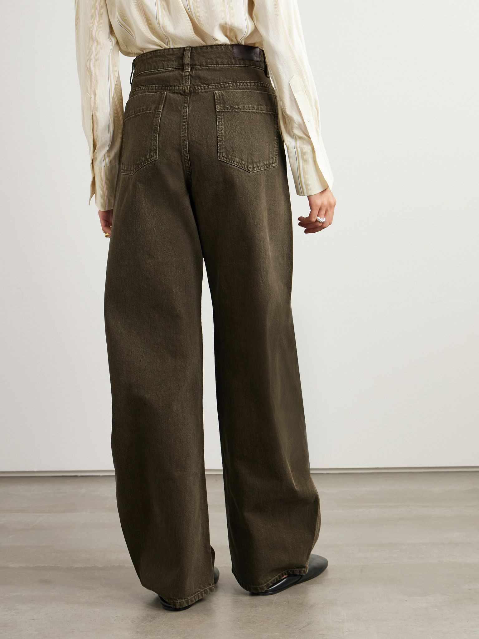 High-rise barrel-leg organic jeans Army green - 3