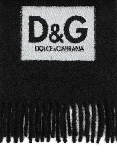 Dolce & Gabbana logo patch fringed scarf outlook