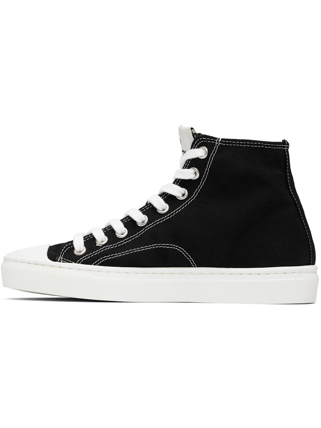Black Plimsoll High Top Canvas Sneakers - 3