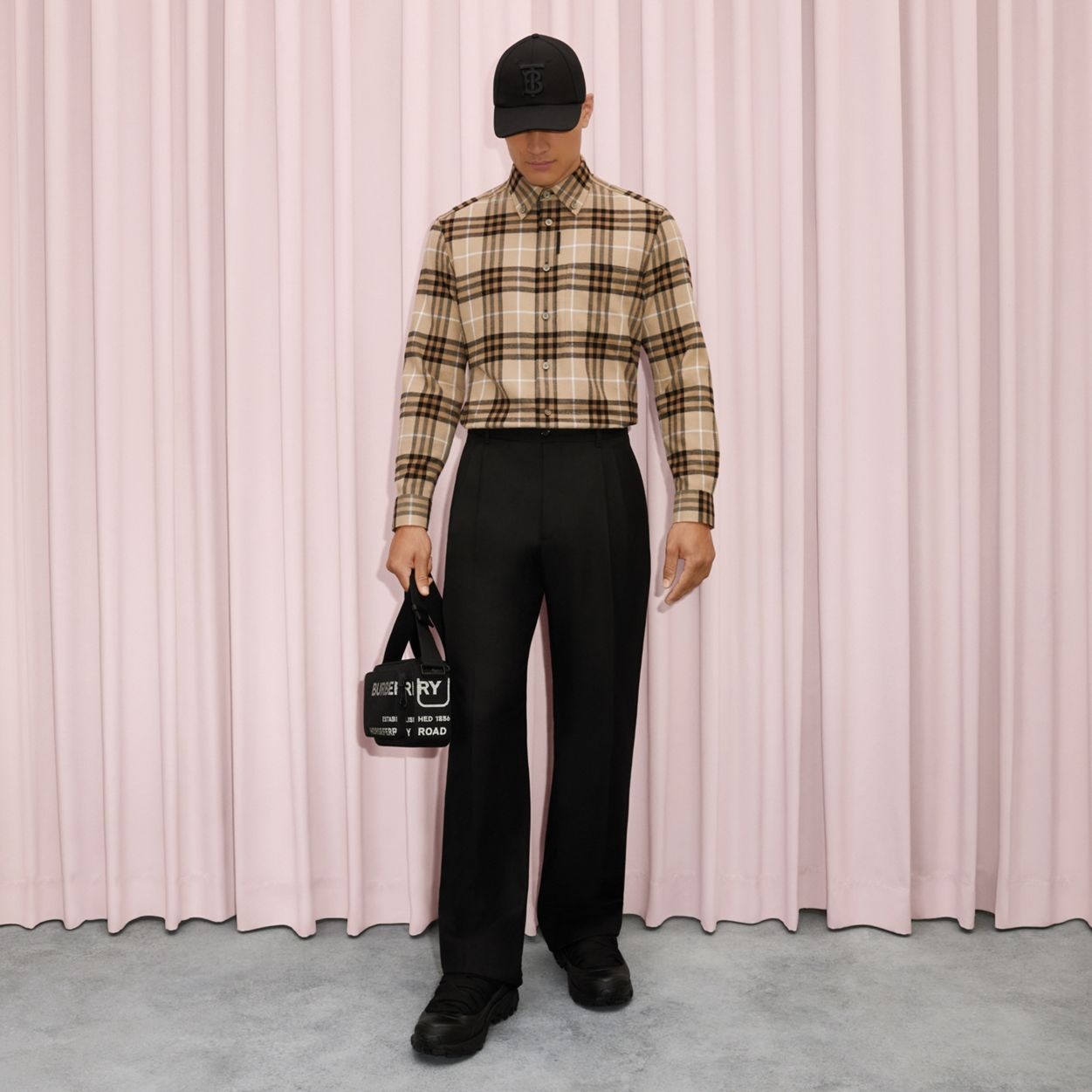Button-down Collar Check Cotton Oversized Shirt - 8