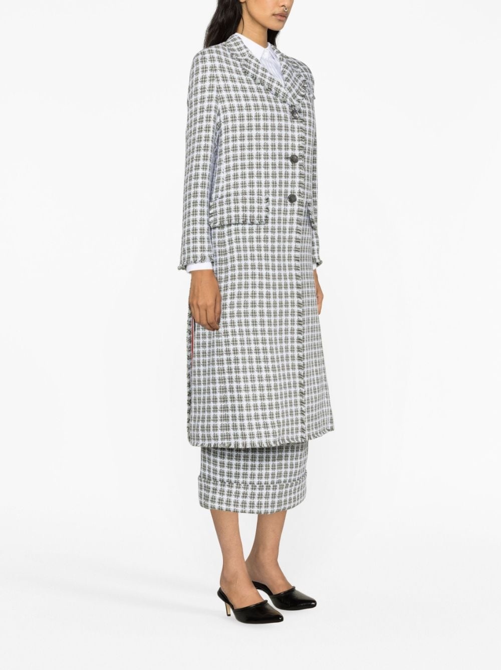 check-pattern tweed coat - 4