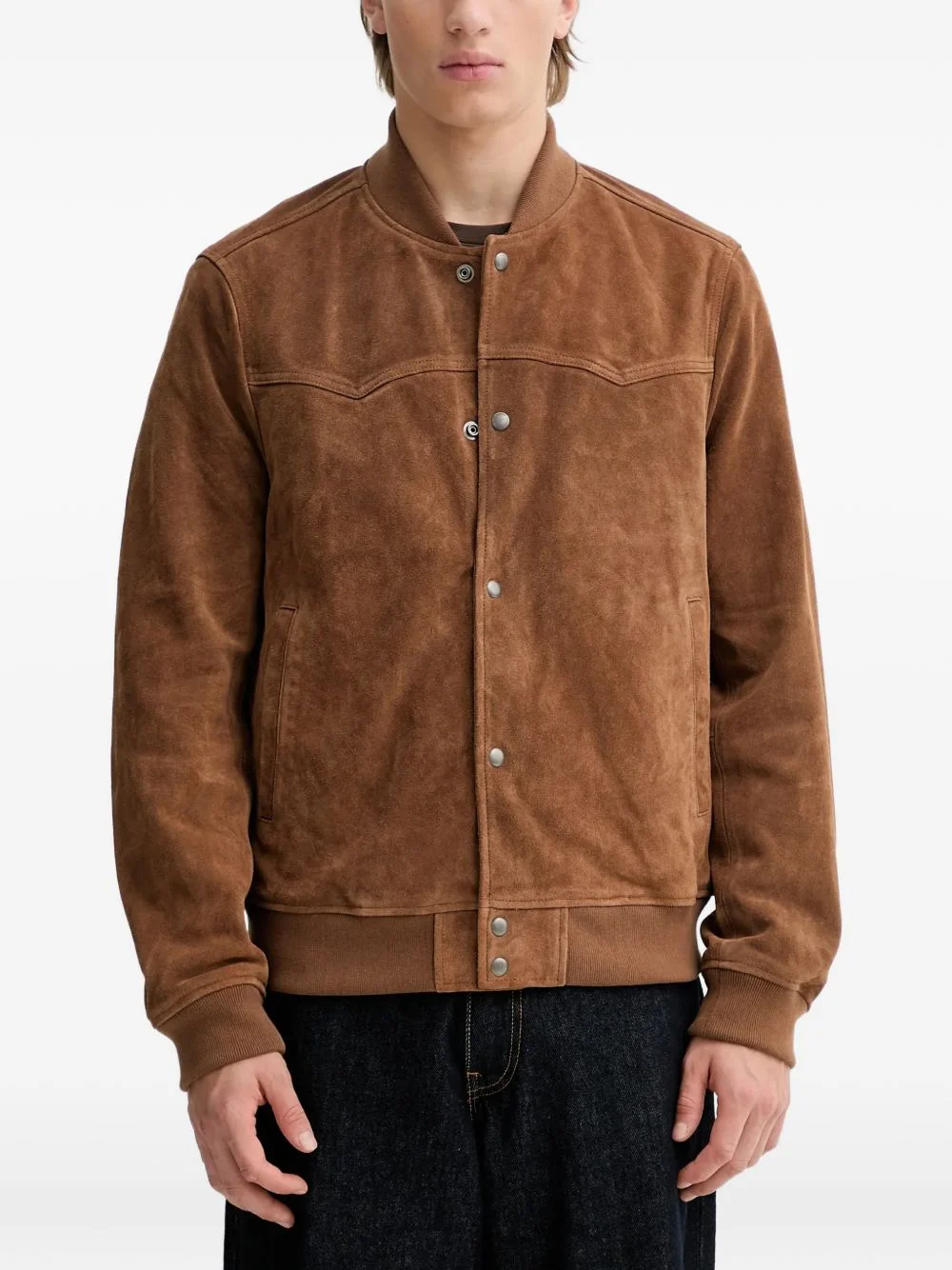 buttoned leather jacket - 1