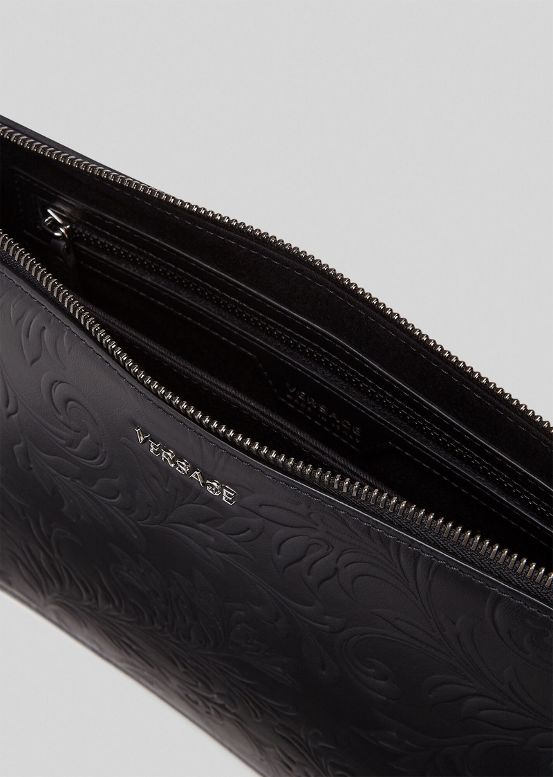 Barocco Embossed Leather Pouch 4