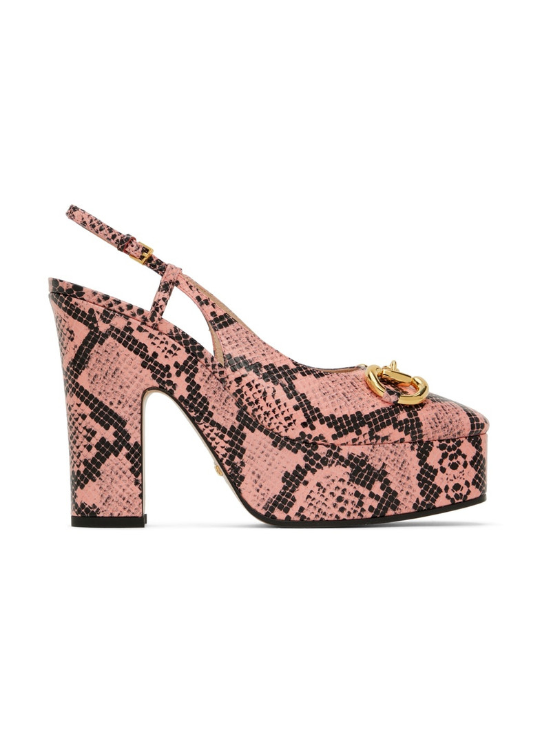 snakeskin-print platform pumps - 1
