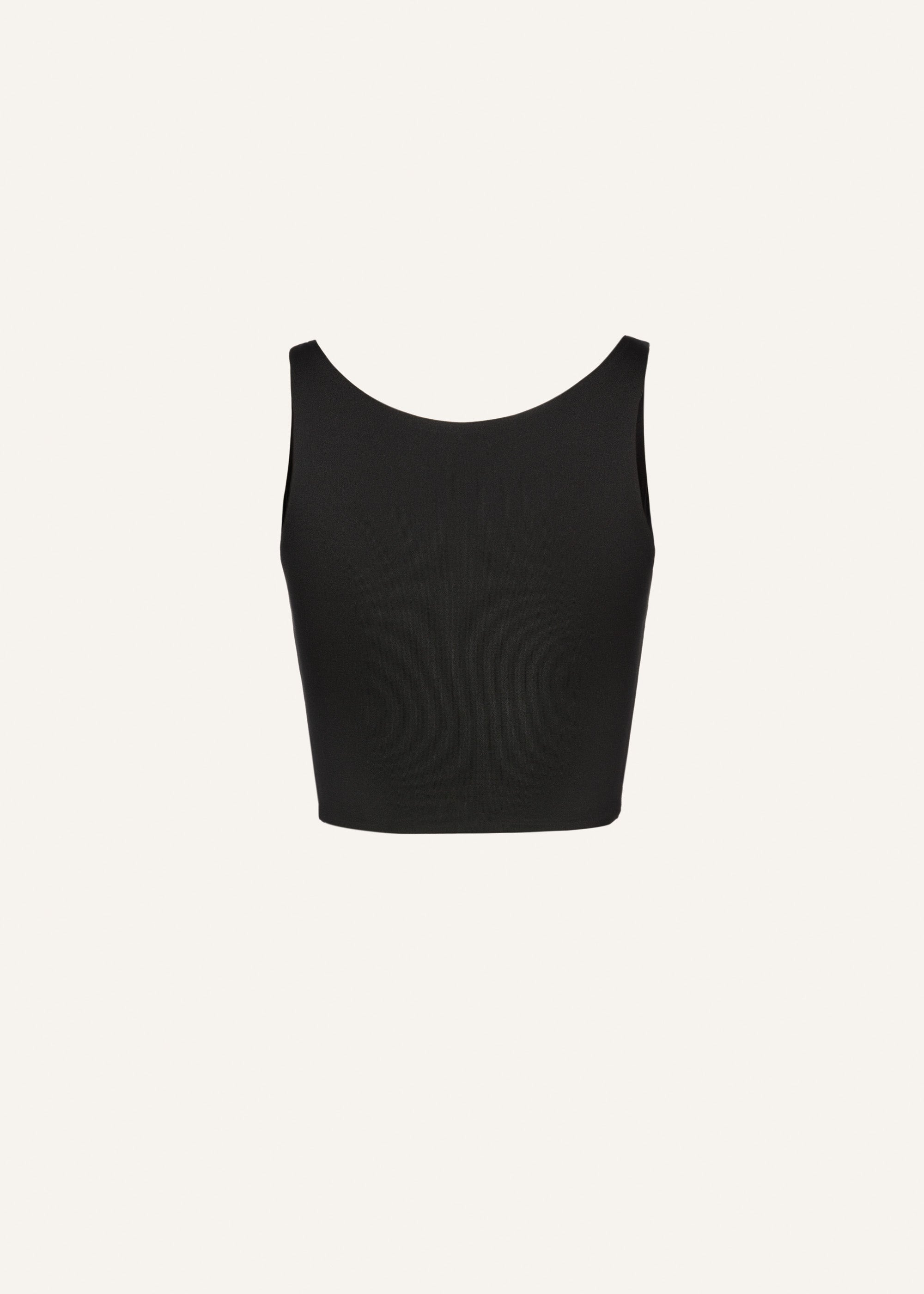 Ruched flower top in black - 2