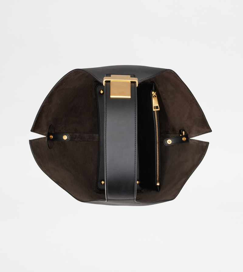 TOD'S DI BAG FOLIO SHOULDER BAG IN LEATHER LARGE - BLACK 5