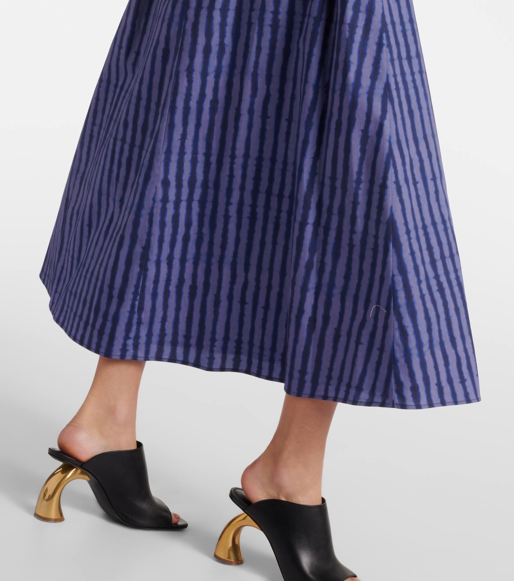 Ruched cotton-blend midi dress - 5