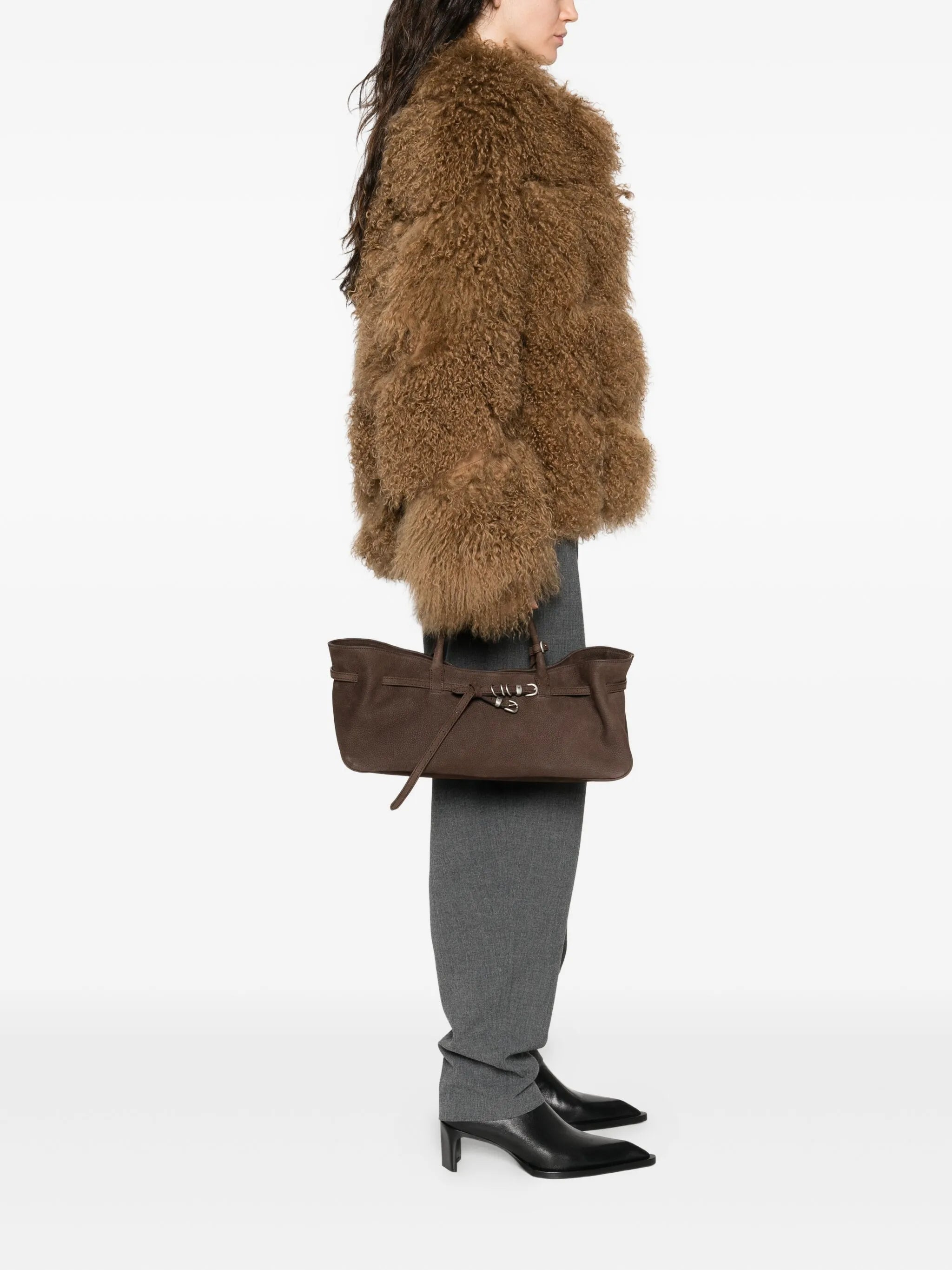 Margesherwood Grandma Used Buckle-fastening Calf-suede Tote Bag - 3