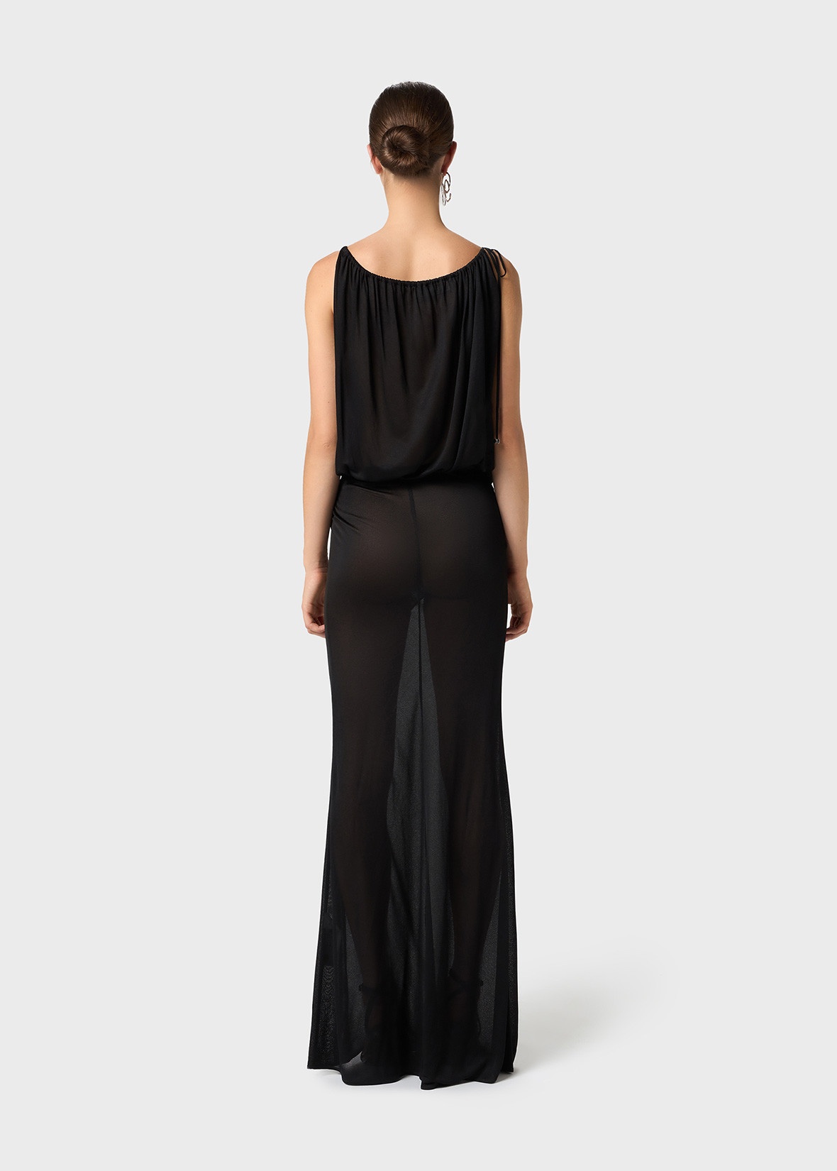 JERSEY LONG DRESS WITH DRAPES - 4