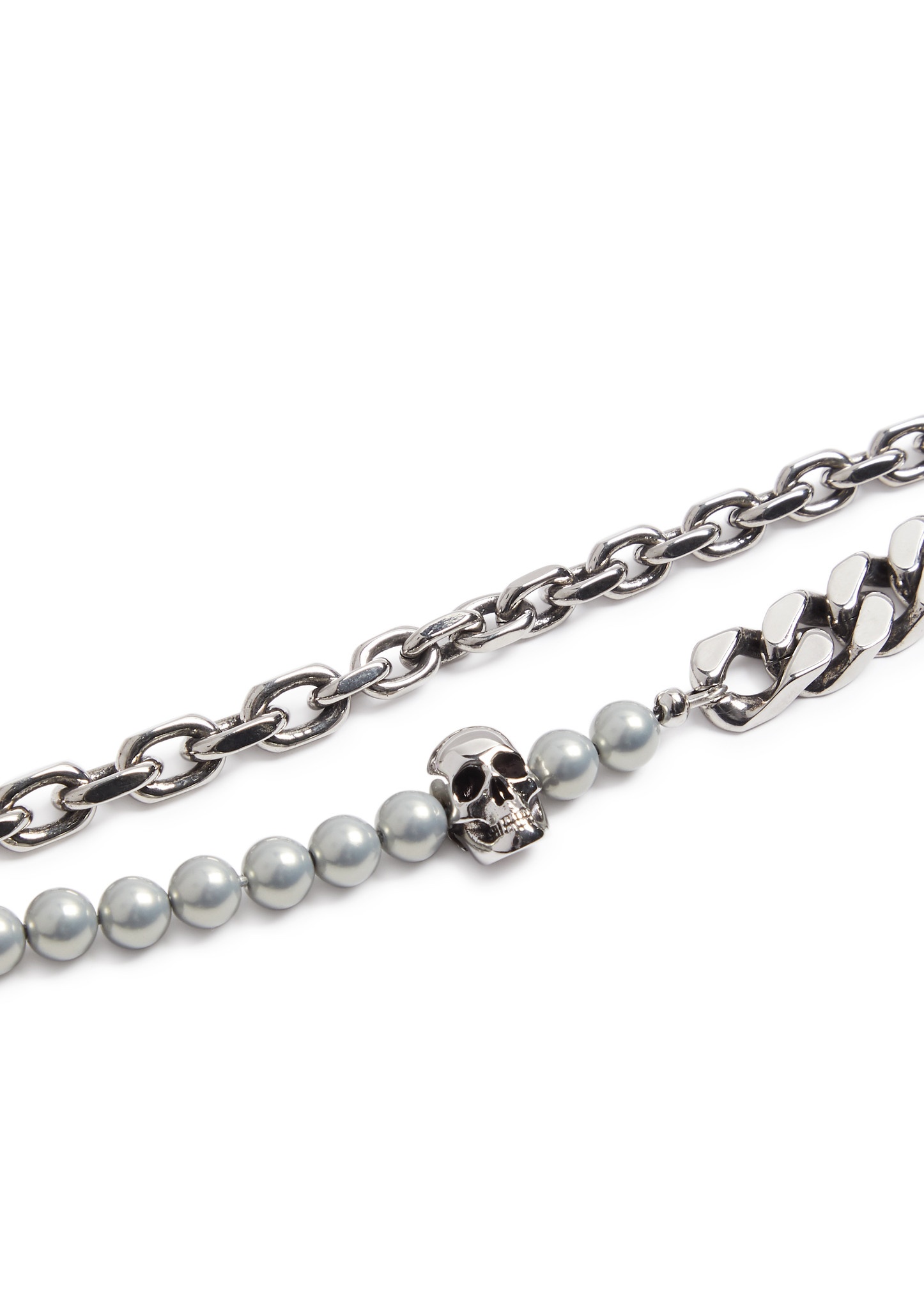 Skull embellished double chain bracelet - 3