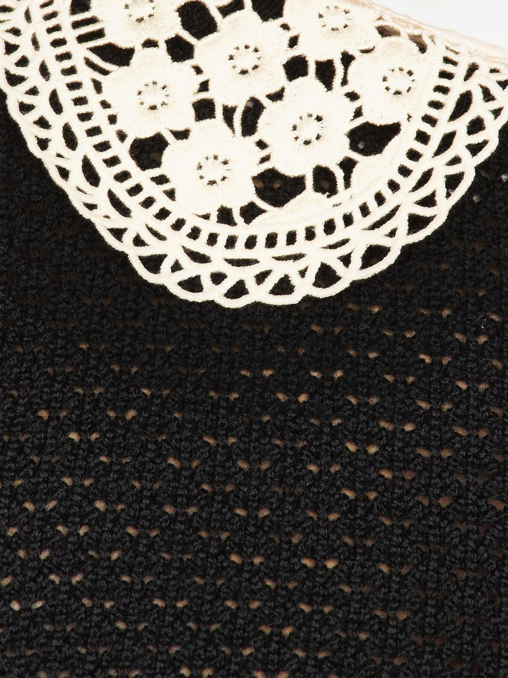 crochet-collar short-sleeve top - 4