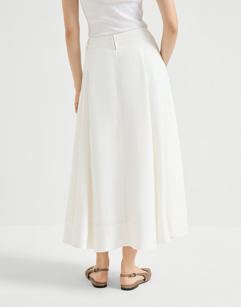 Viscose and linen fluid twill sartorial skirt with monili 3