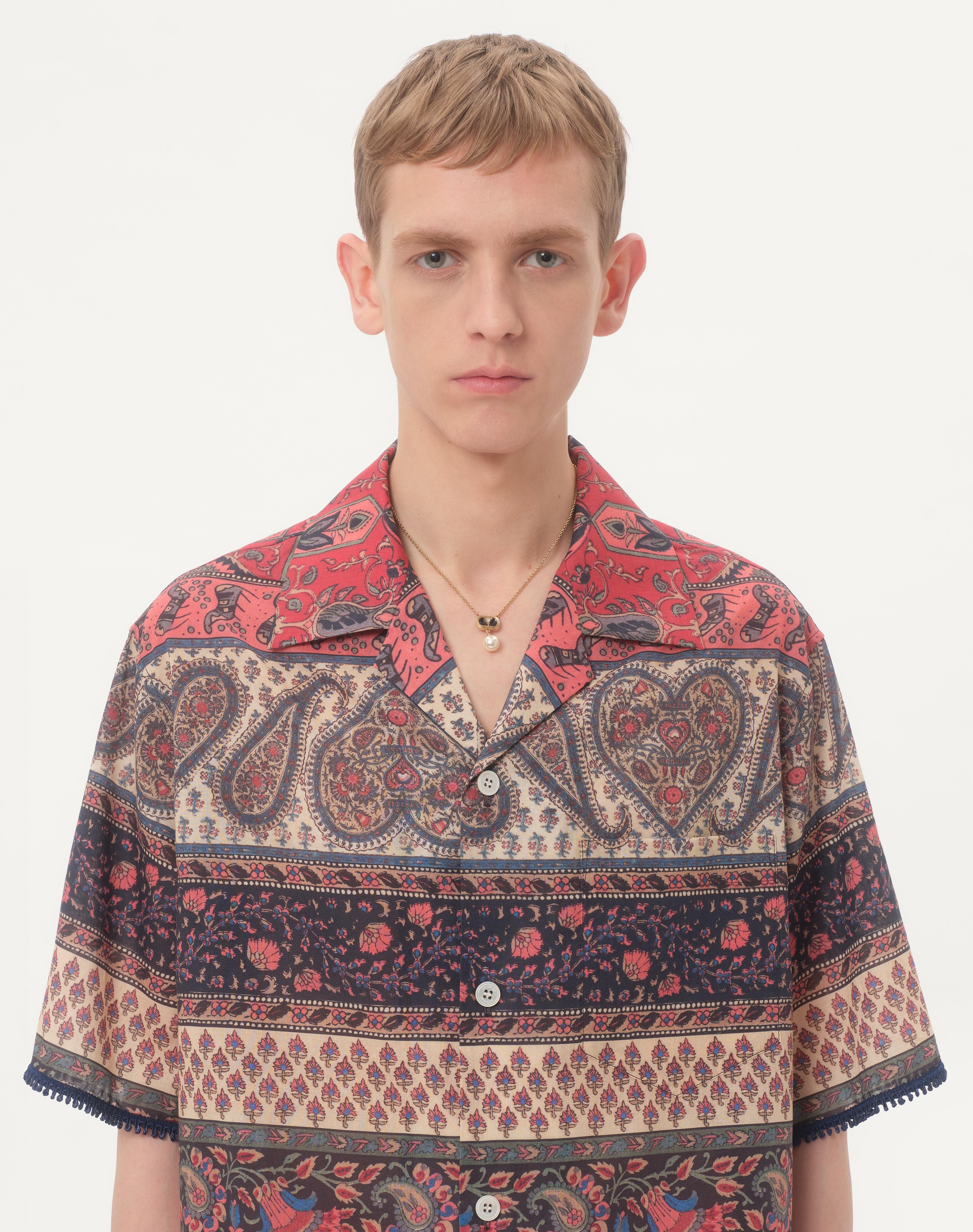 BOWLING SHIRT IN COTTON MUSLIN WITH VOYAGE IMAGINAIRE PRINT AND PASSEMENTERIE TRIMS - 4