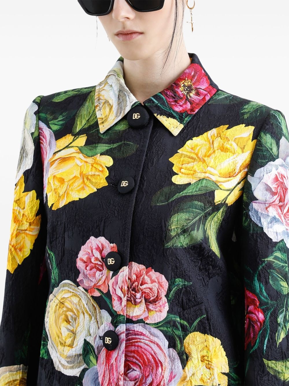rose-print coat - 6