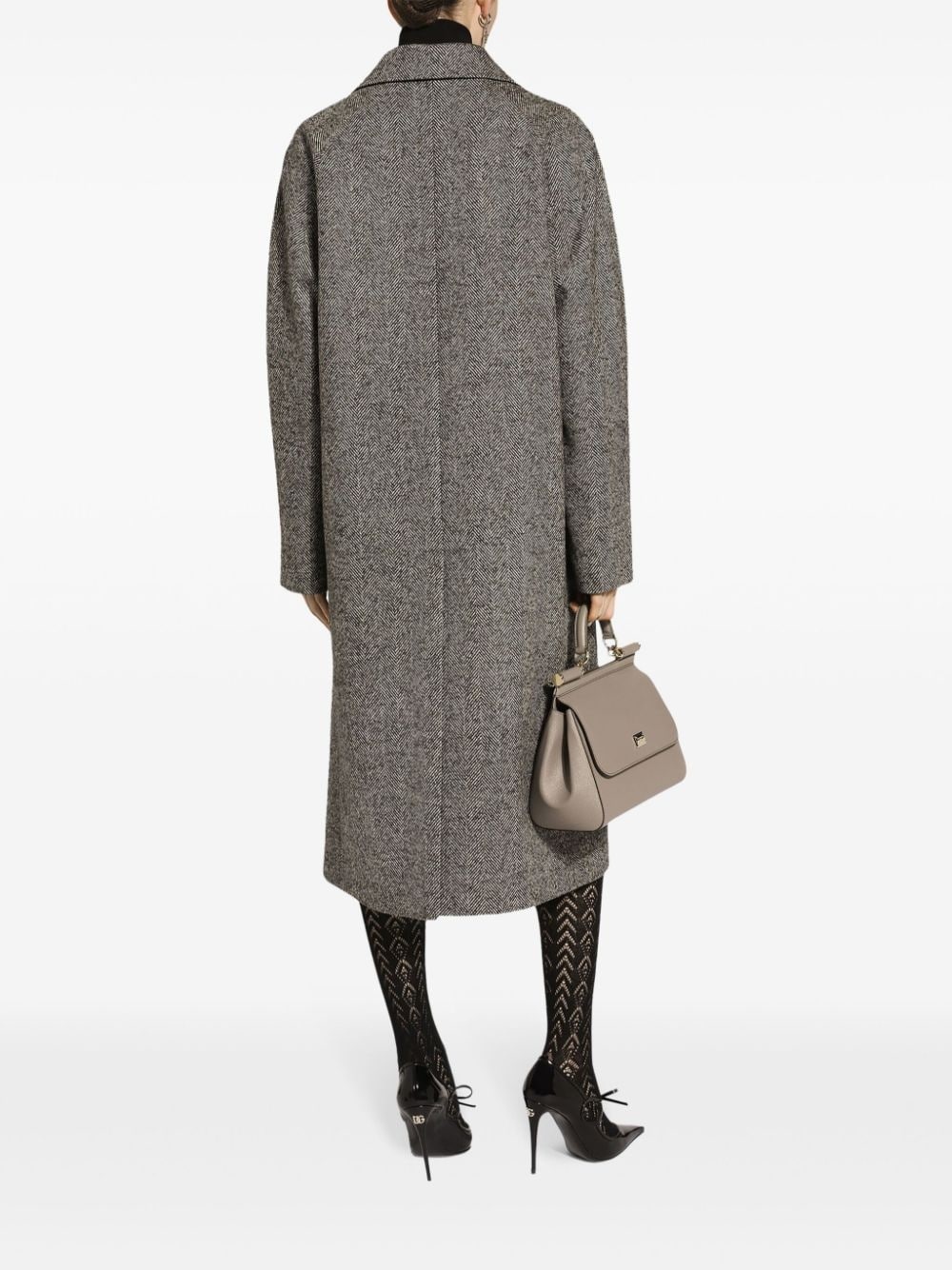 herringbone-pattern coat - 4