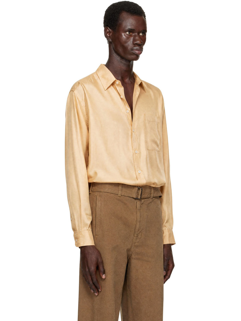 Beige Loose Silk Shirt 2