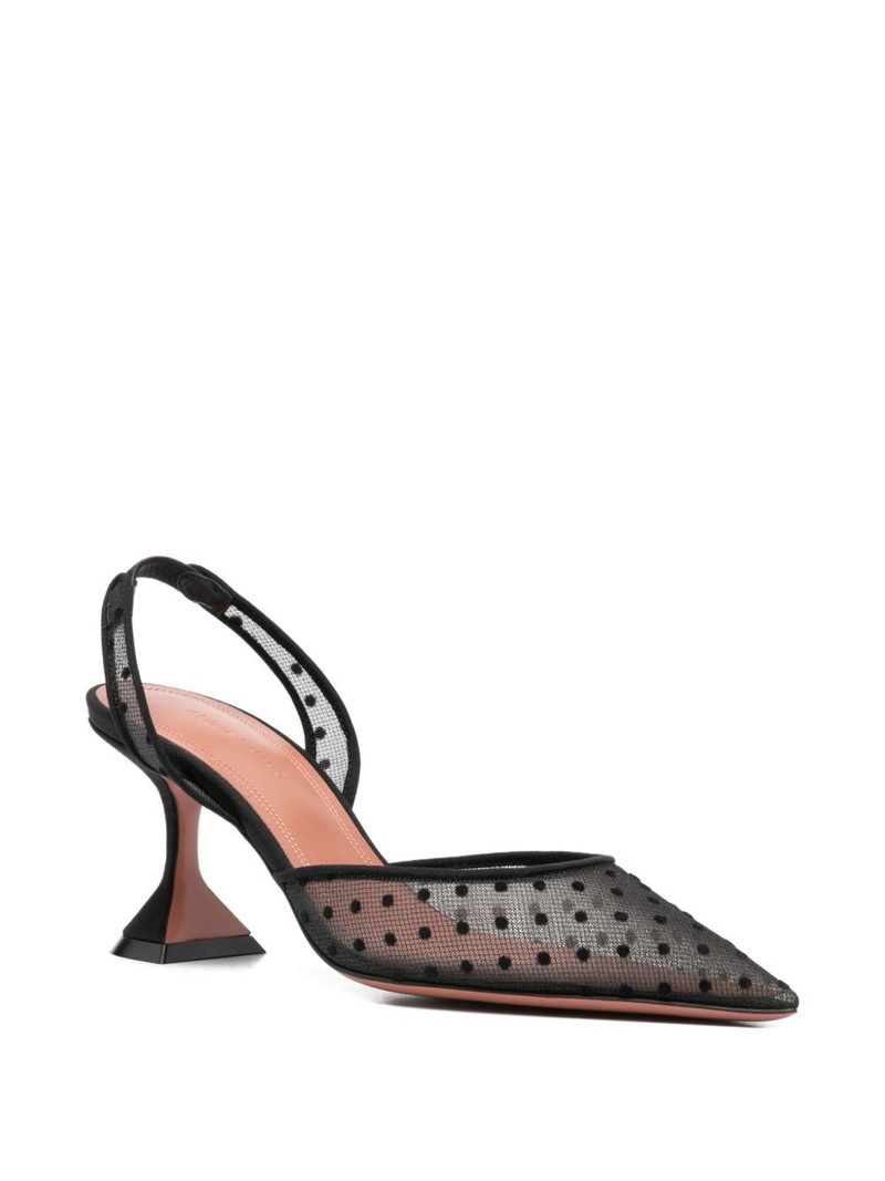 Amina Muaddi 70mm polka-dot pattern sling-back pumps outlook
