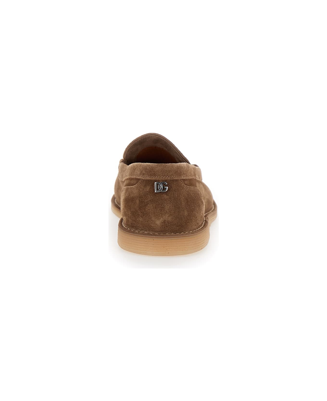 'new Florio Ideal' Brown Loafers With Dg Detail In Suede Man - 5