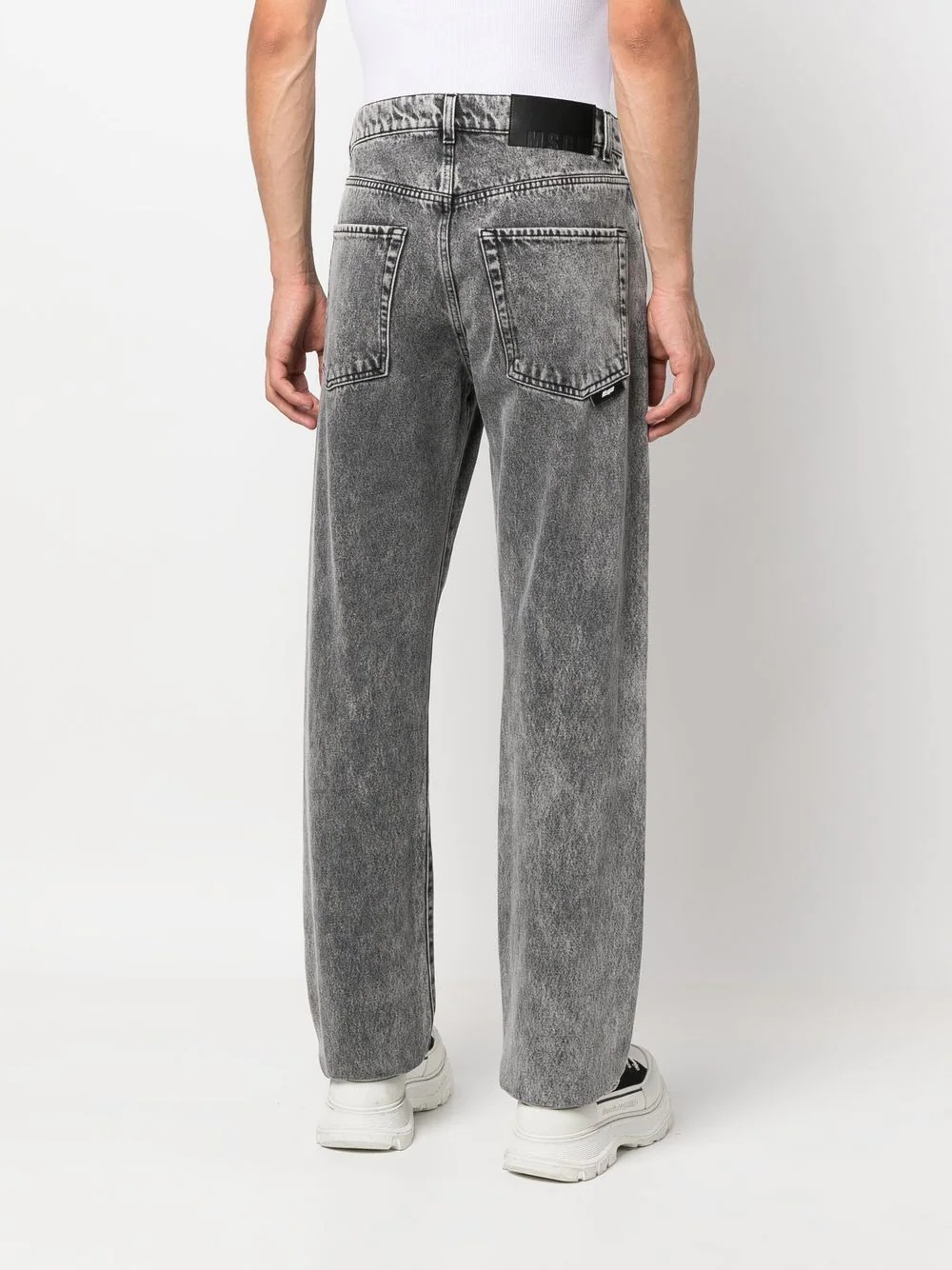 acid-wash straight leg jeans - 4