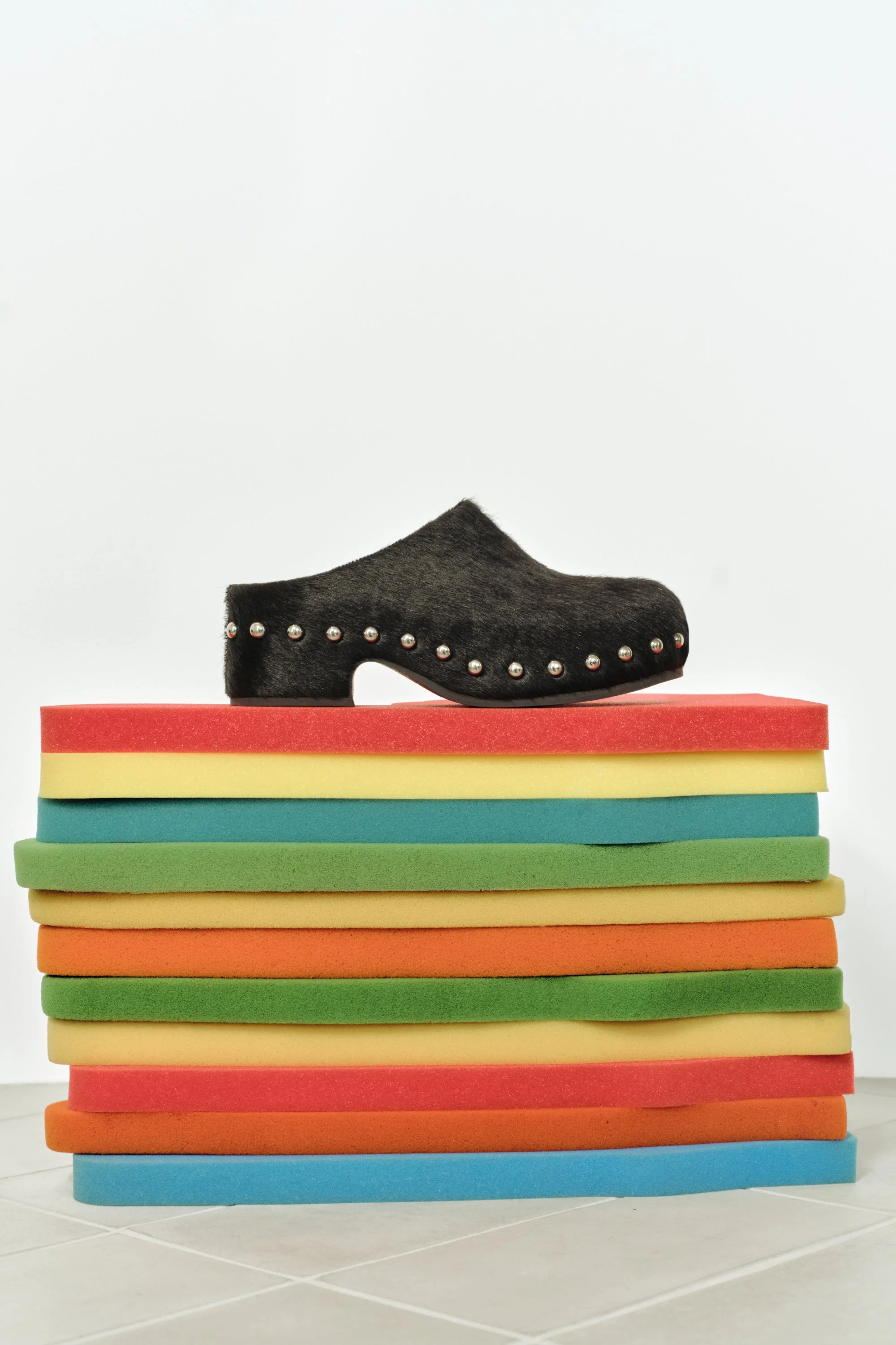 Haircalf Studded Rio Clog In Black/Silver - 1