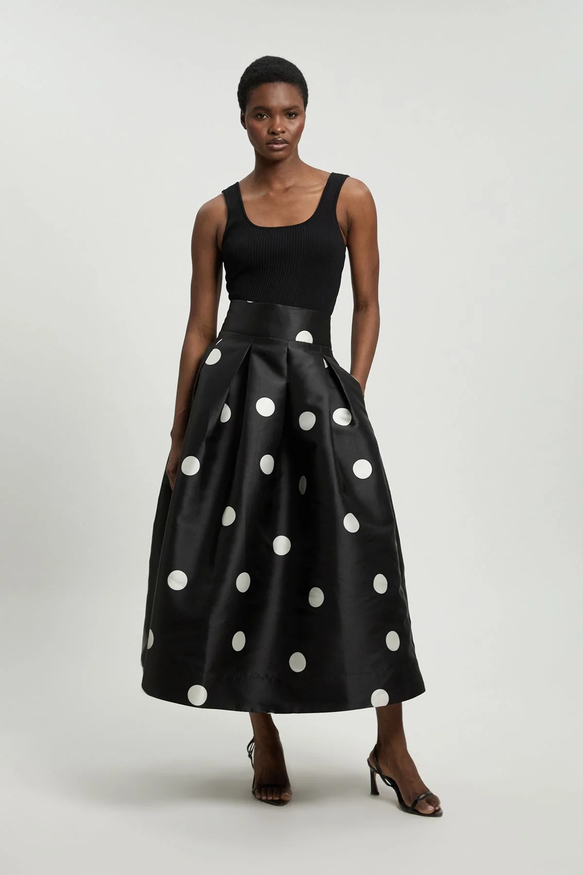 Spot Woven Twill Prom Skirt - 1