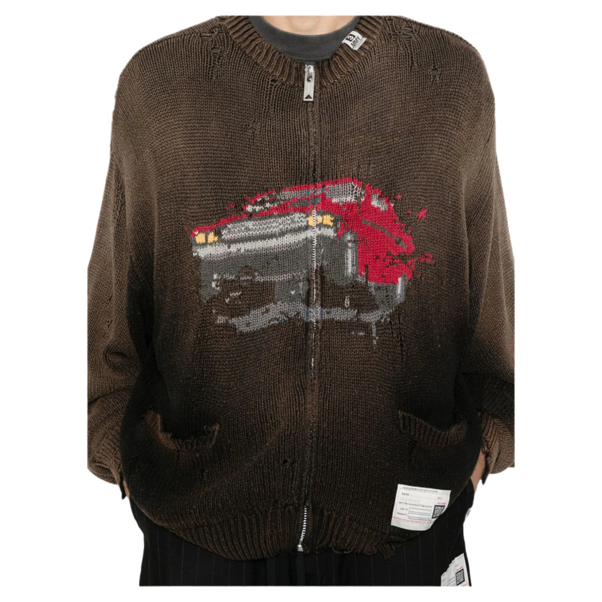 CAR JACQUARD KNIT CARDIGAN (BLACK) - 3