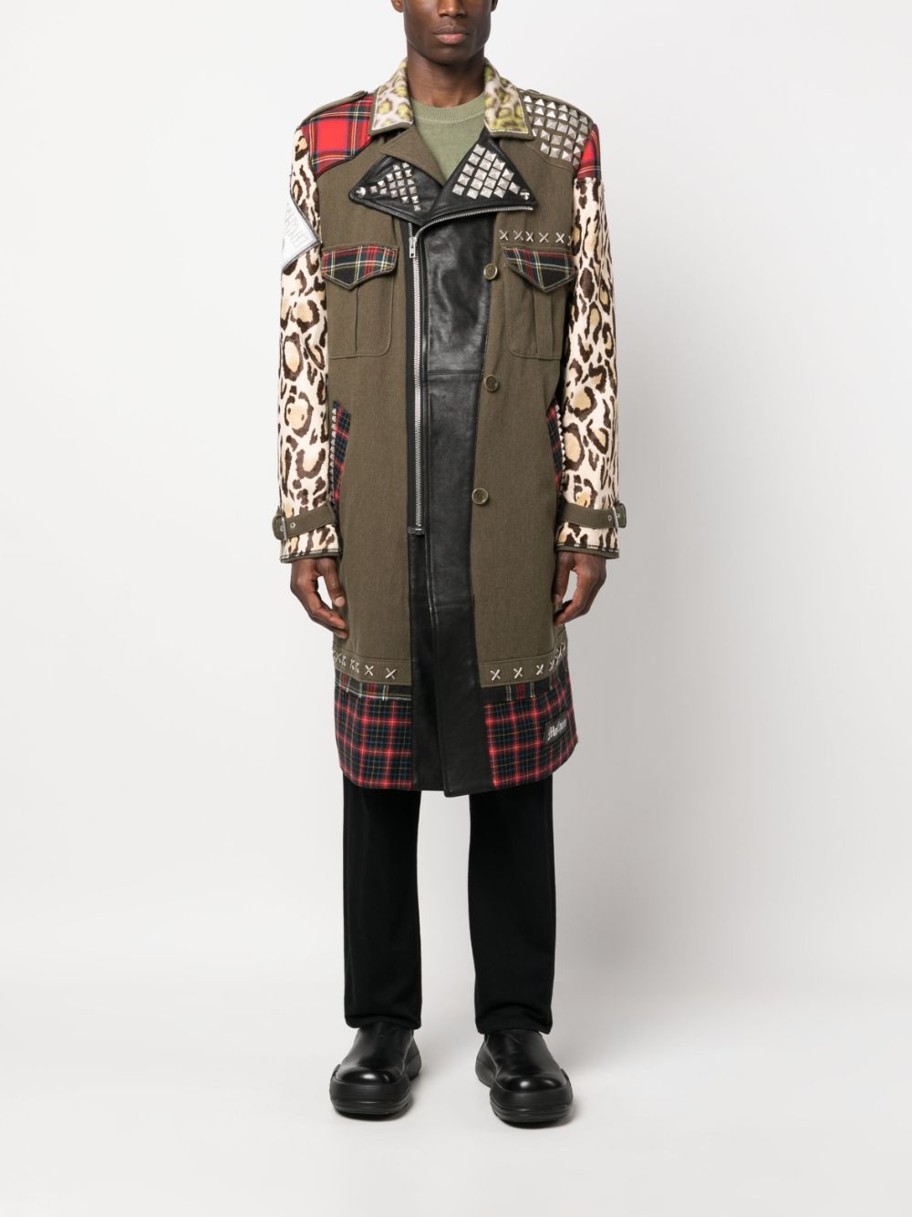patchwork biker-style coat - 2