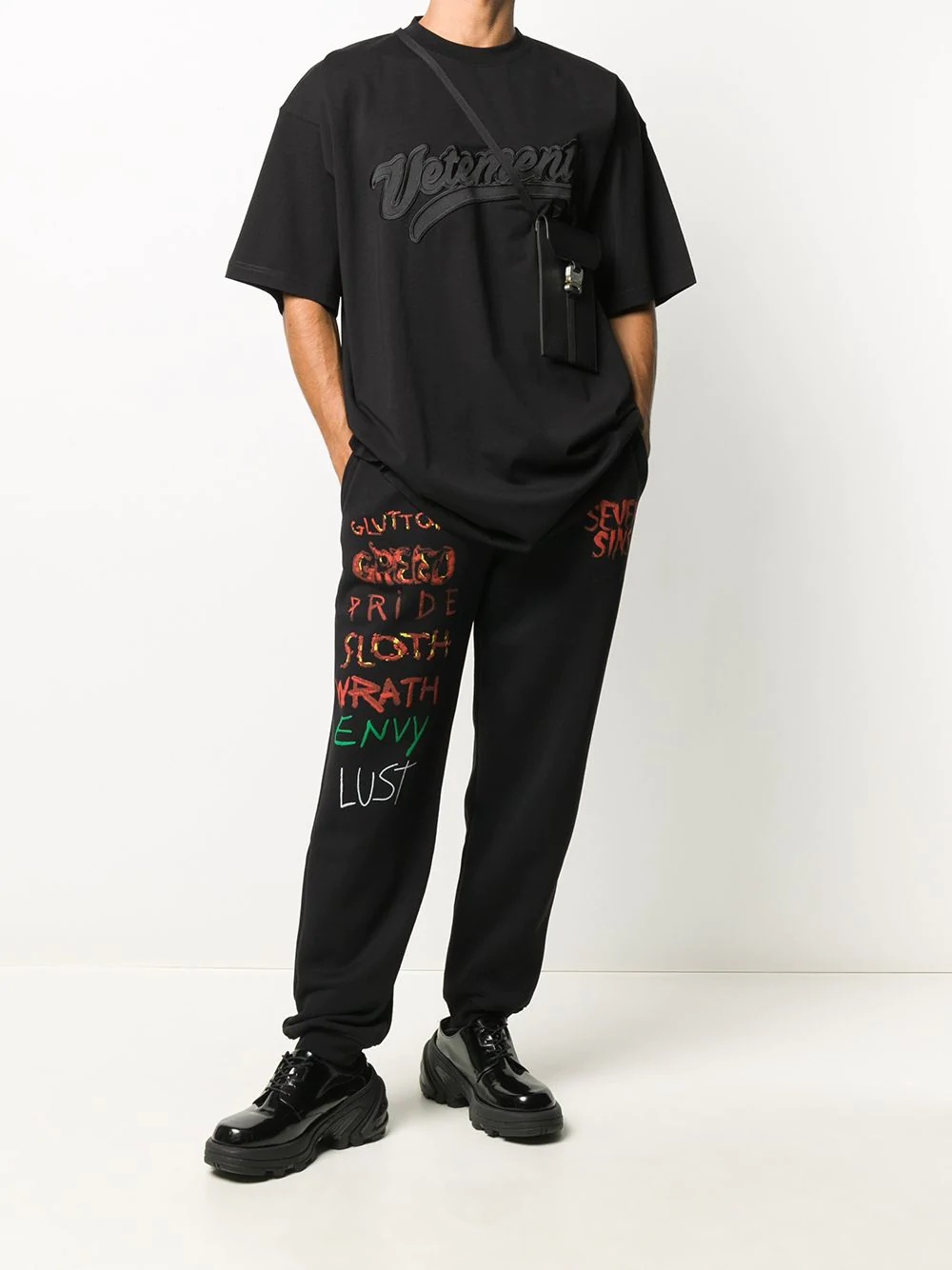 slogan detail jogging bottoms - 2