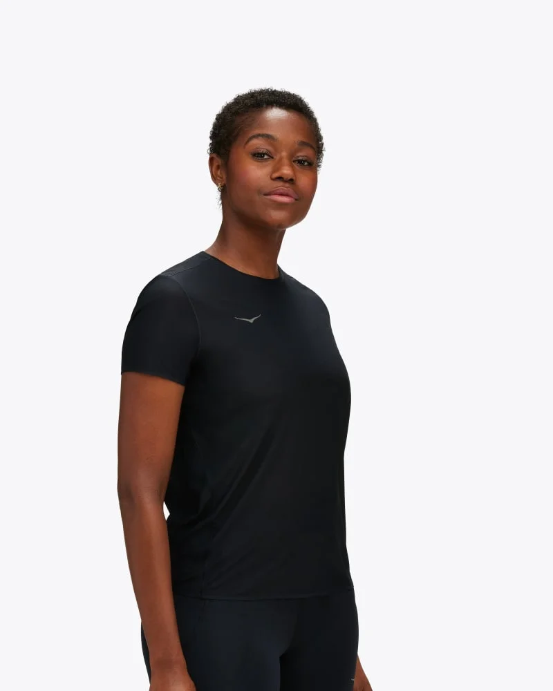 Women's Airolite Run Short Sleeve Shirt in Black - 1