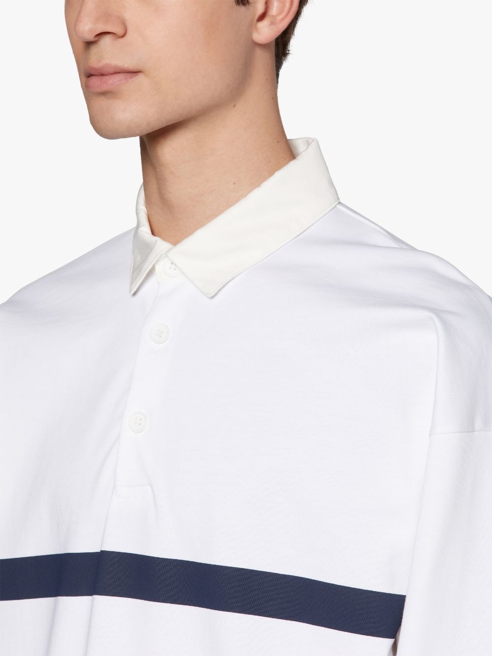 WHITE X NAVY COTTON RUGBY SHIRT | GJM-210 - 5