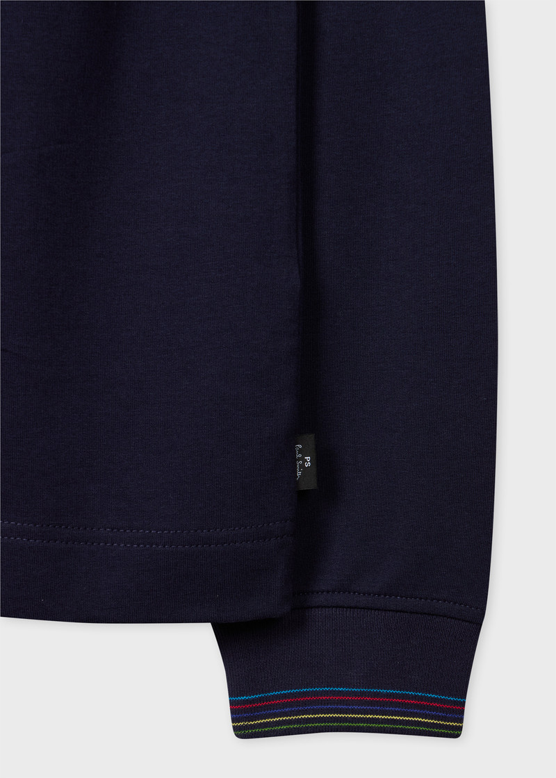 Navy Cotton-Modal Long-Sleeve Polo Shirt 3