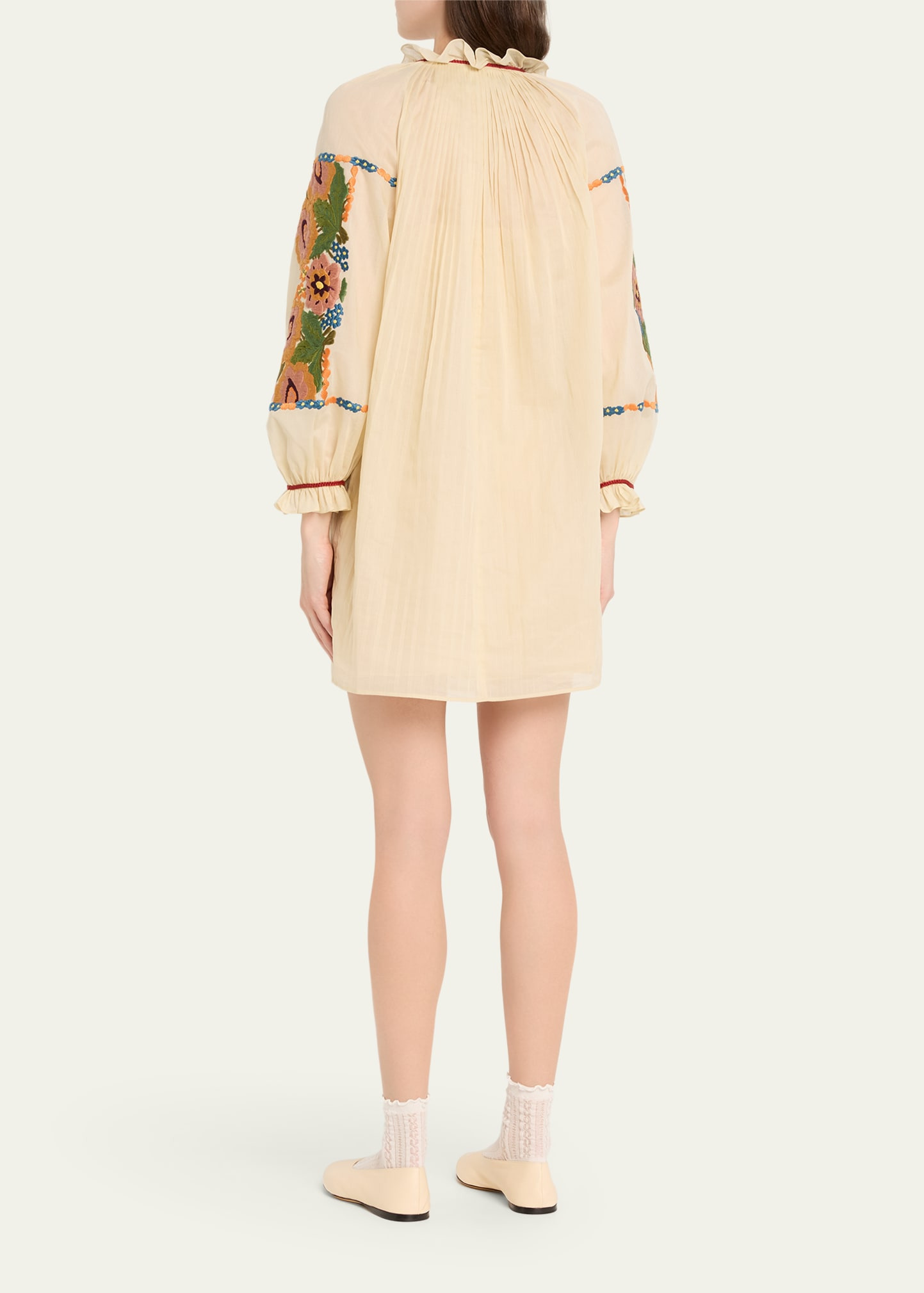 Floral Embroidered Pintuck Blouse - 3