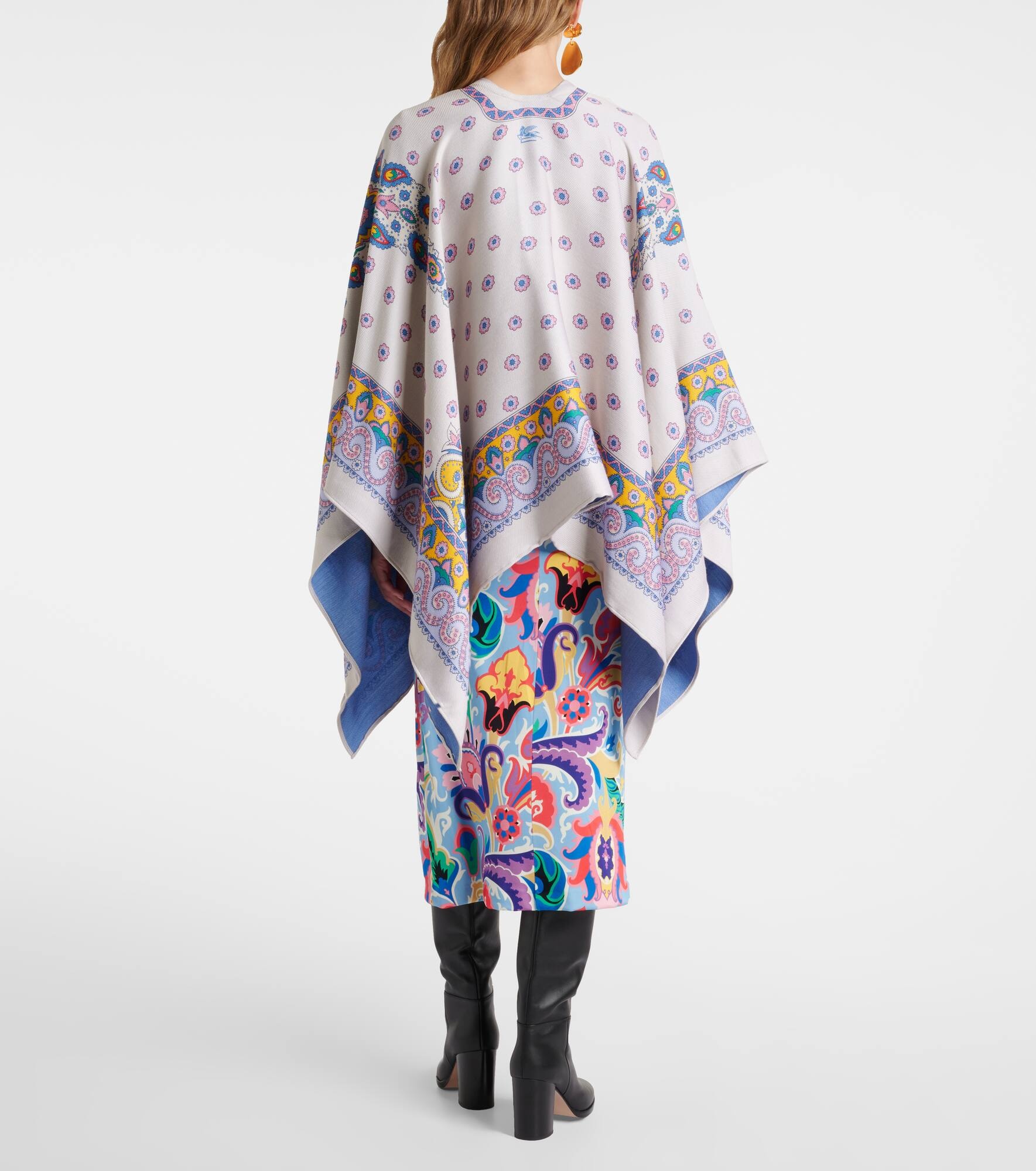 Paisley wool-blend cape - 3