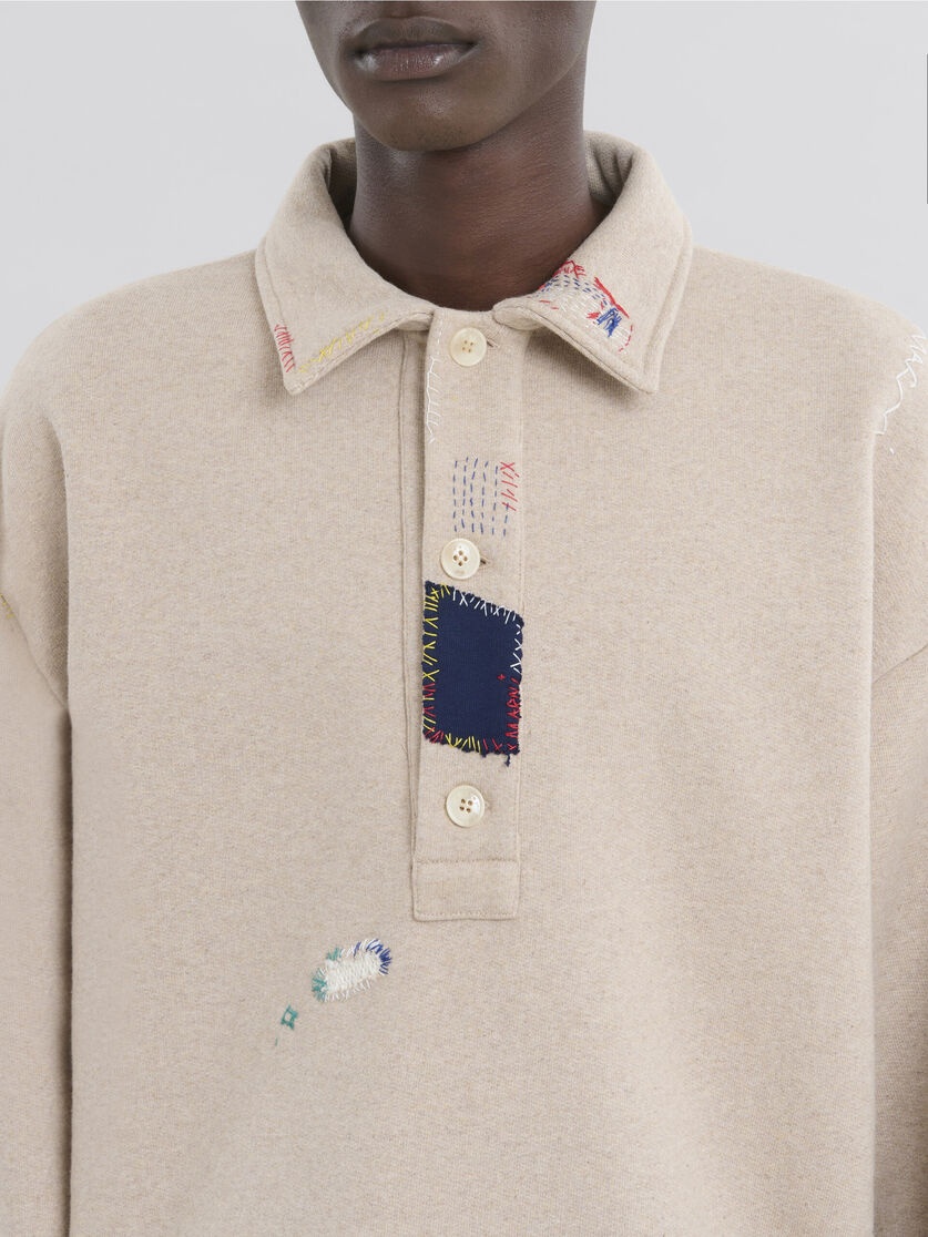 LONG SLEEVED COTTON POLO SWEATSHIRT - 4
