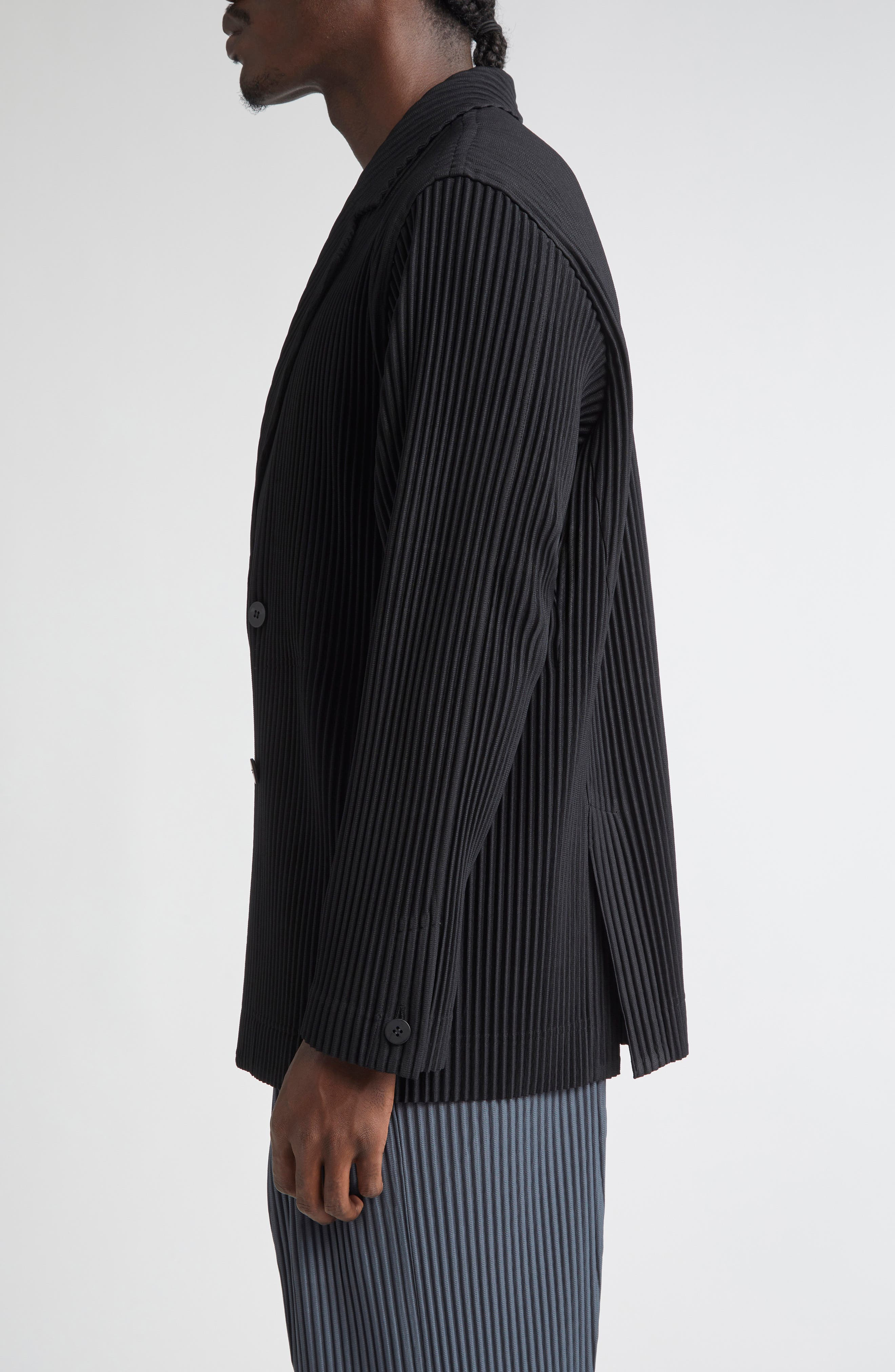 Homme Plissé Issey Miyake Tailored Pleats 1 Double Breasted Jacket in Black at Nordstrom - 4