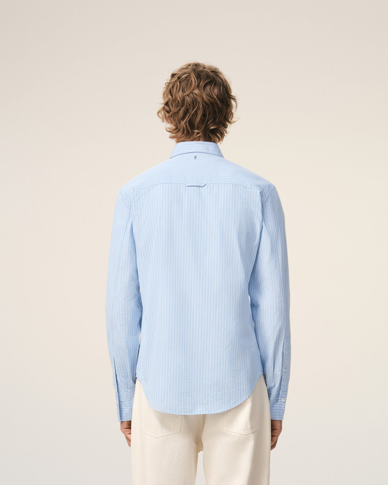 BLUE COTTON LONG SLEEVE RUFFLED ADJUSTED SHIRT 5
