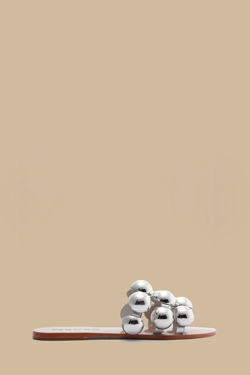 Silver Color Beads Flat Sandal 1