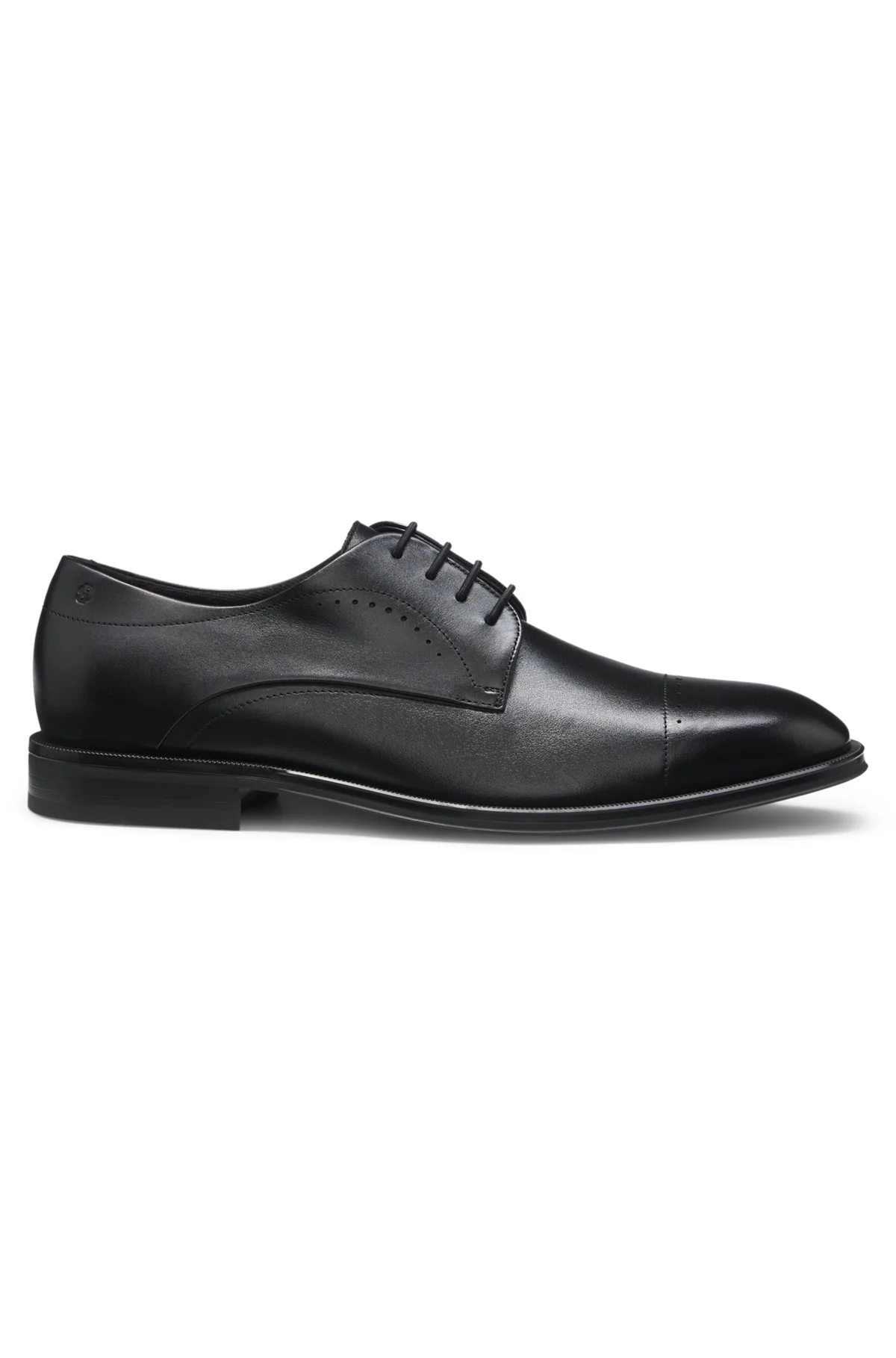 ITALIAN-MADE DERBY SHOES IN LEATHER WITH CAP TOE - 1