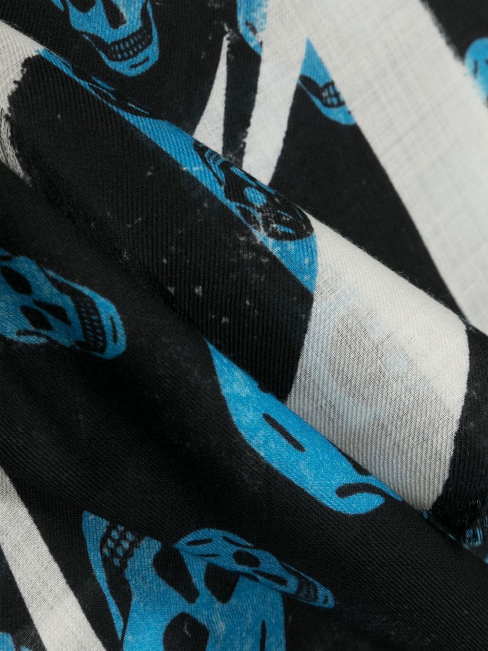 Slashed skull-print wool scarf - 3