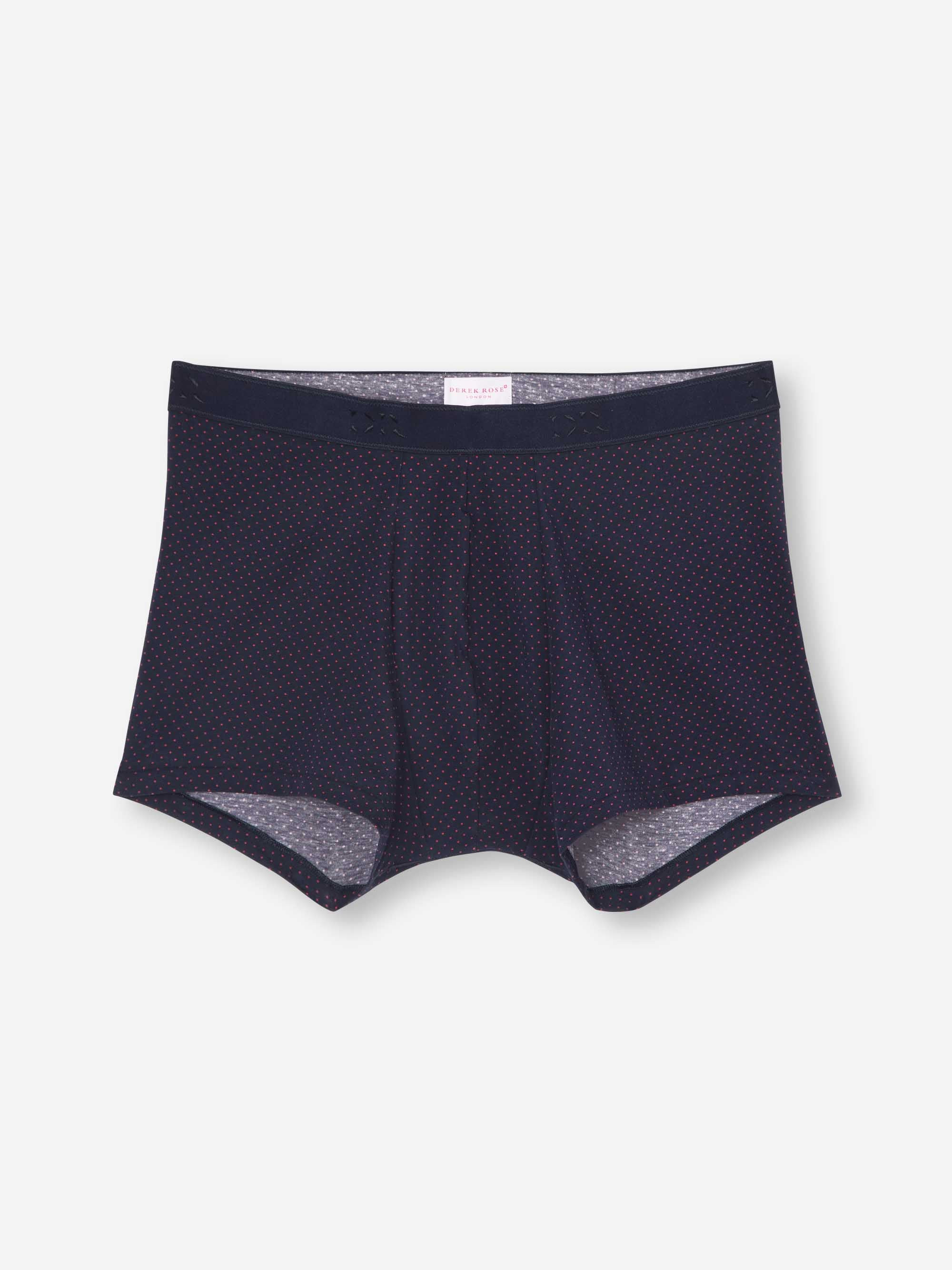 Men's Boxer Briefs Cotton Navy Micro Dot Print - 2