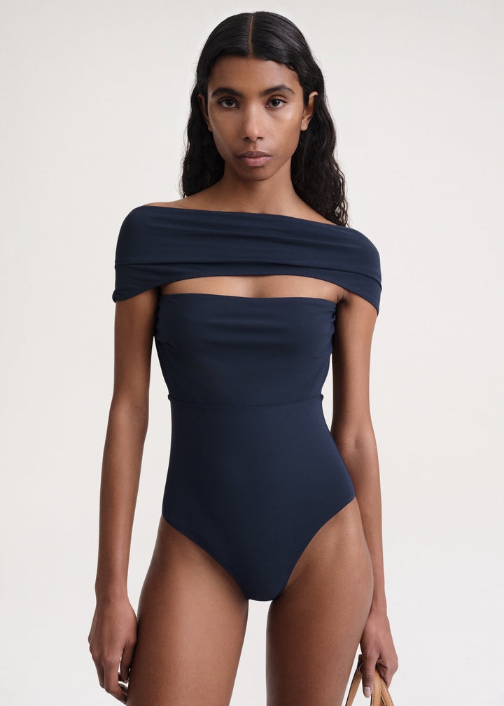 Slip-through swimsuit dark navy - 5