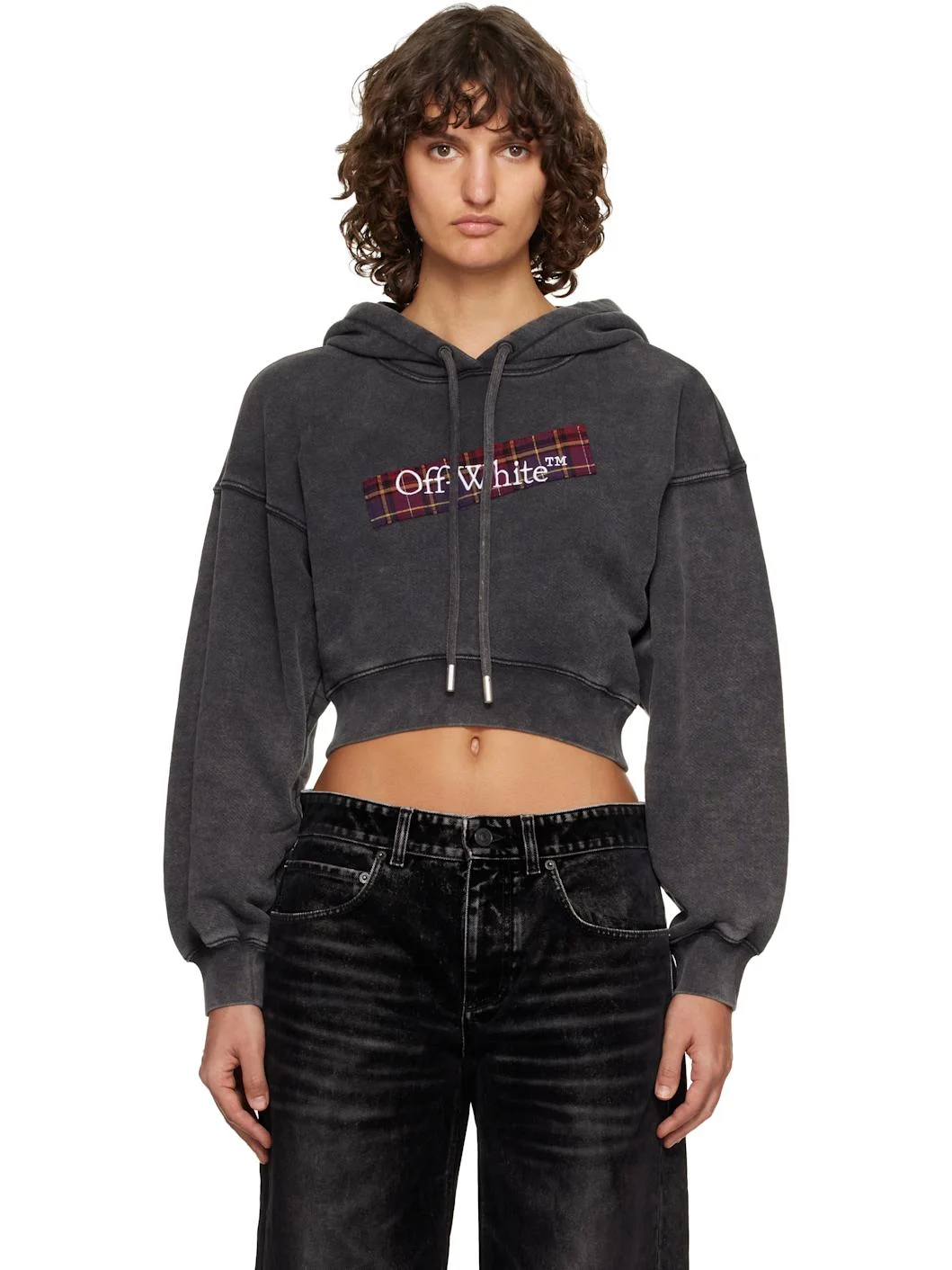 Gray Bookish Crop Logo Hoodie - 1