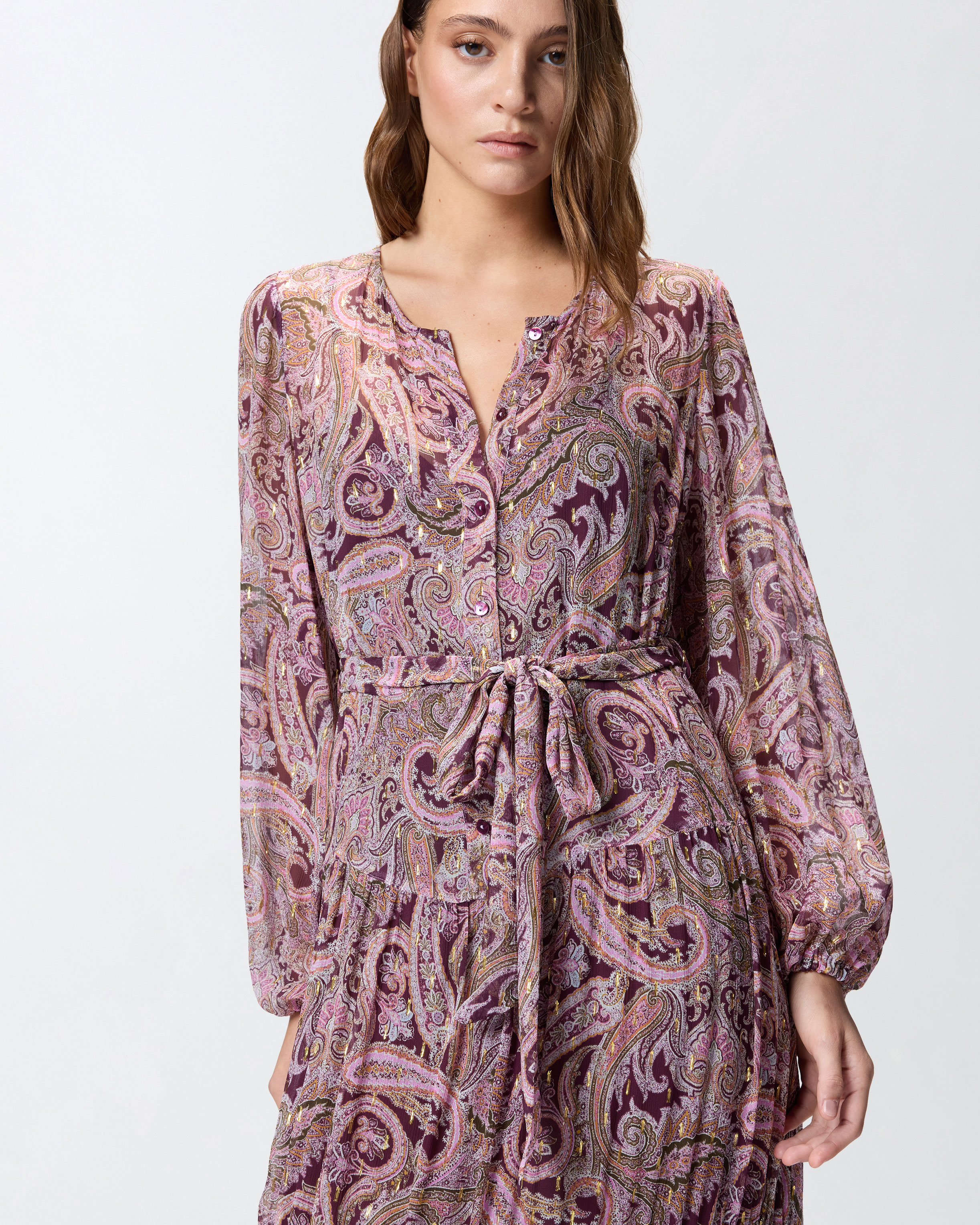 LONG DRESS WITH METALLIC CASHMERE PRINT - 5