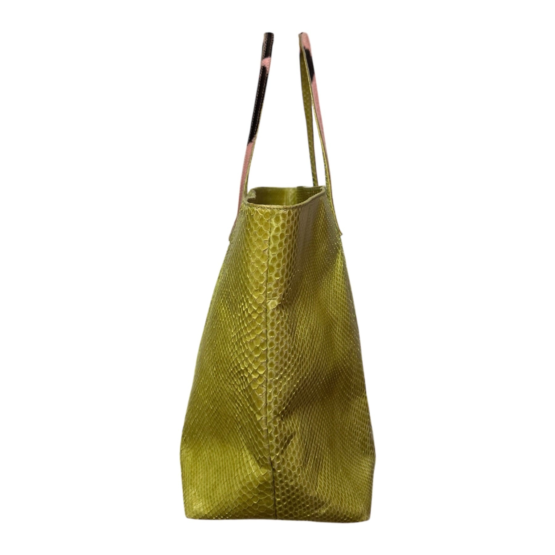 FENDI Spring Summer 1999 Python Unborn Calf Leather Handle Tote Bag - 3