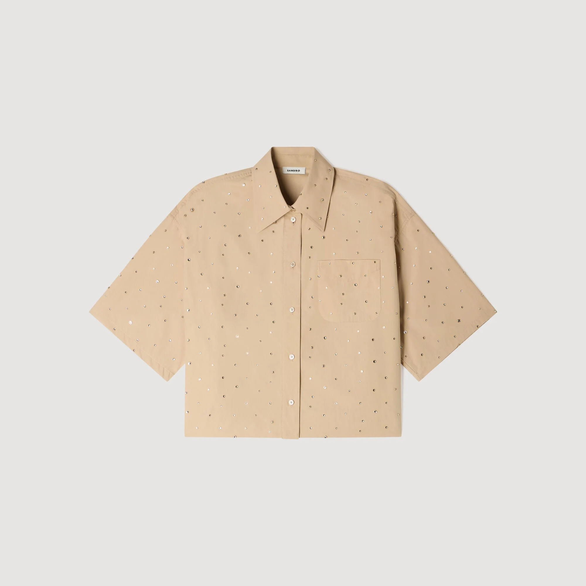 COTTON SHIRT WITH RHINESTONES - 1